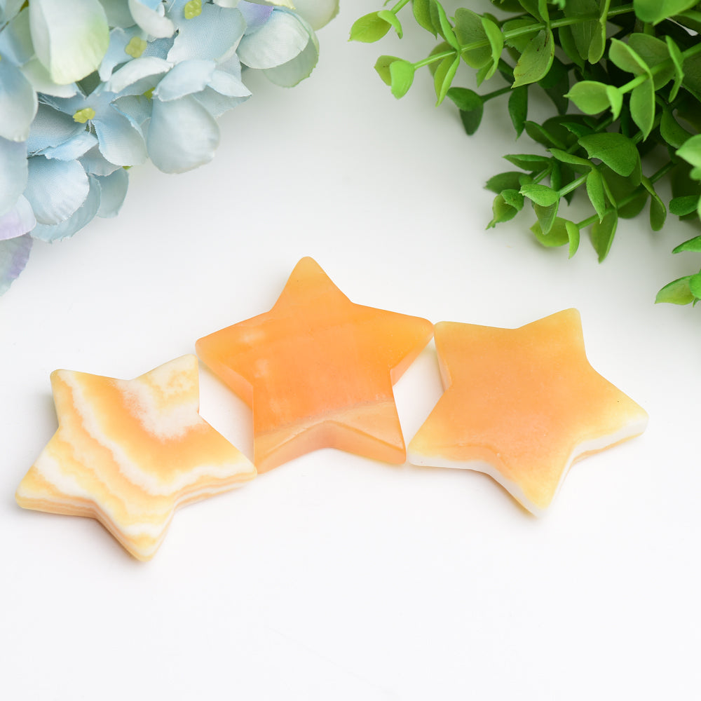 1.8-2.0 inch Orange Calcite Star Crystal Figurine