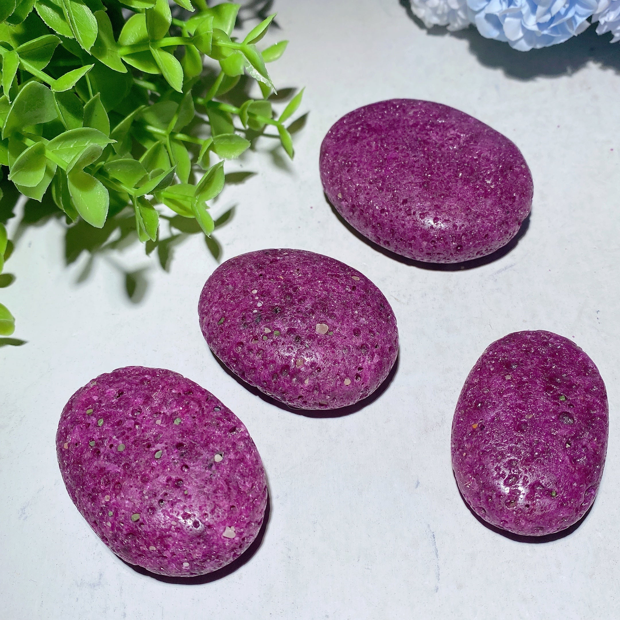 1.8-2.5" Ruby Honeycomb Palm Stone for Healing & Meditation