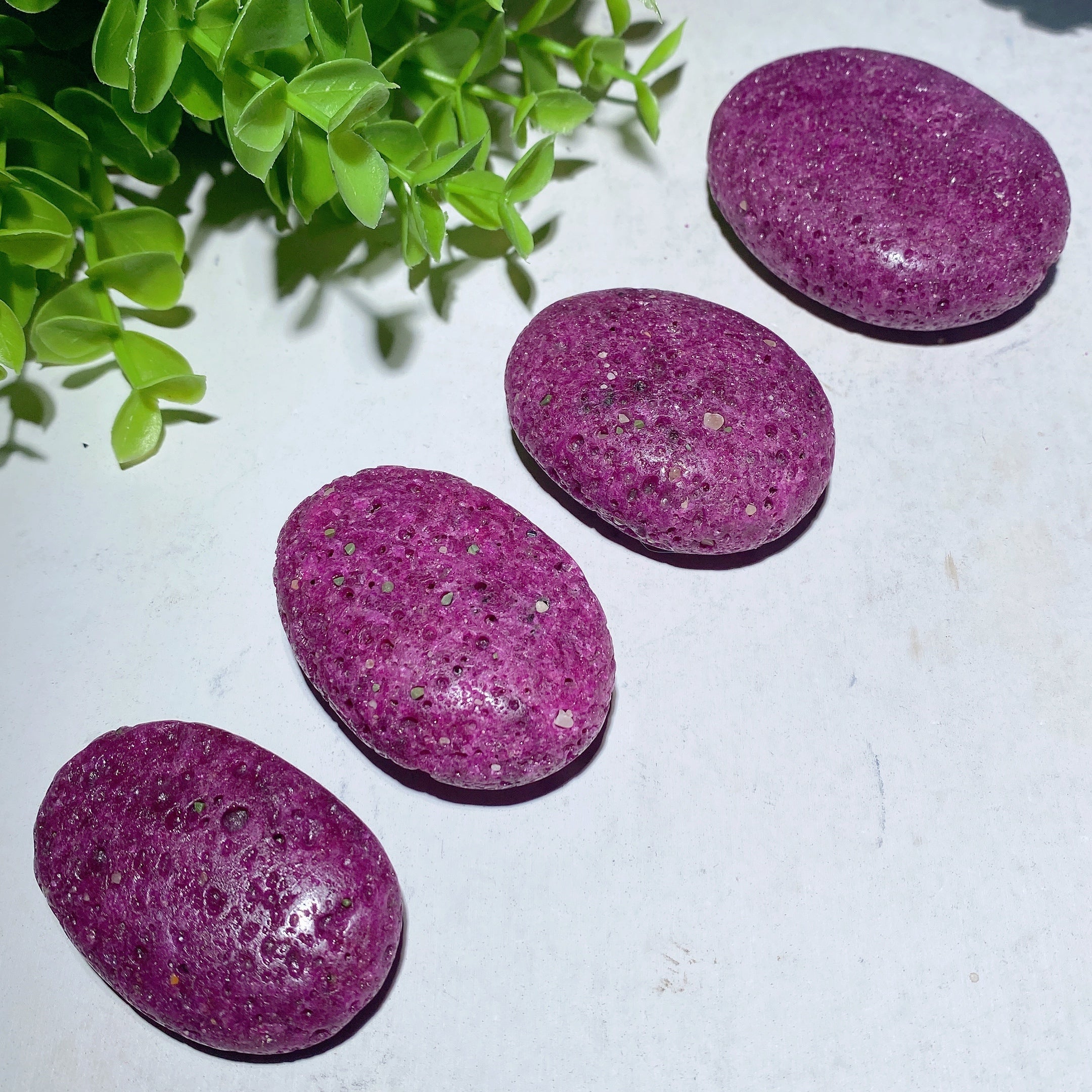 1.8-2.5" Ruby Honeycomb Palm Stone for Healing & Meditation