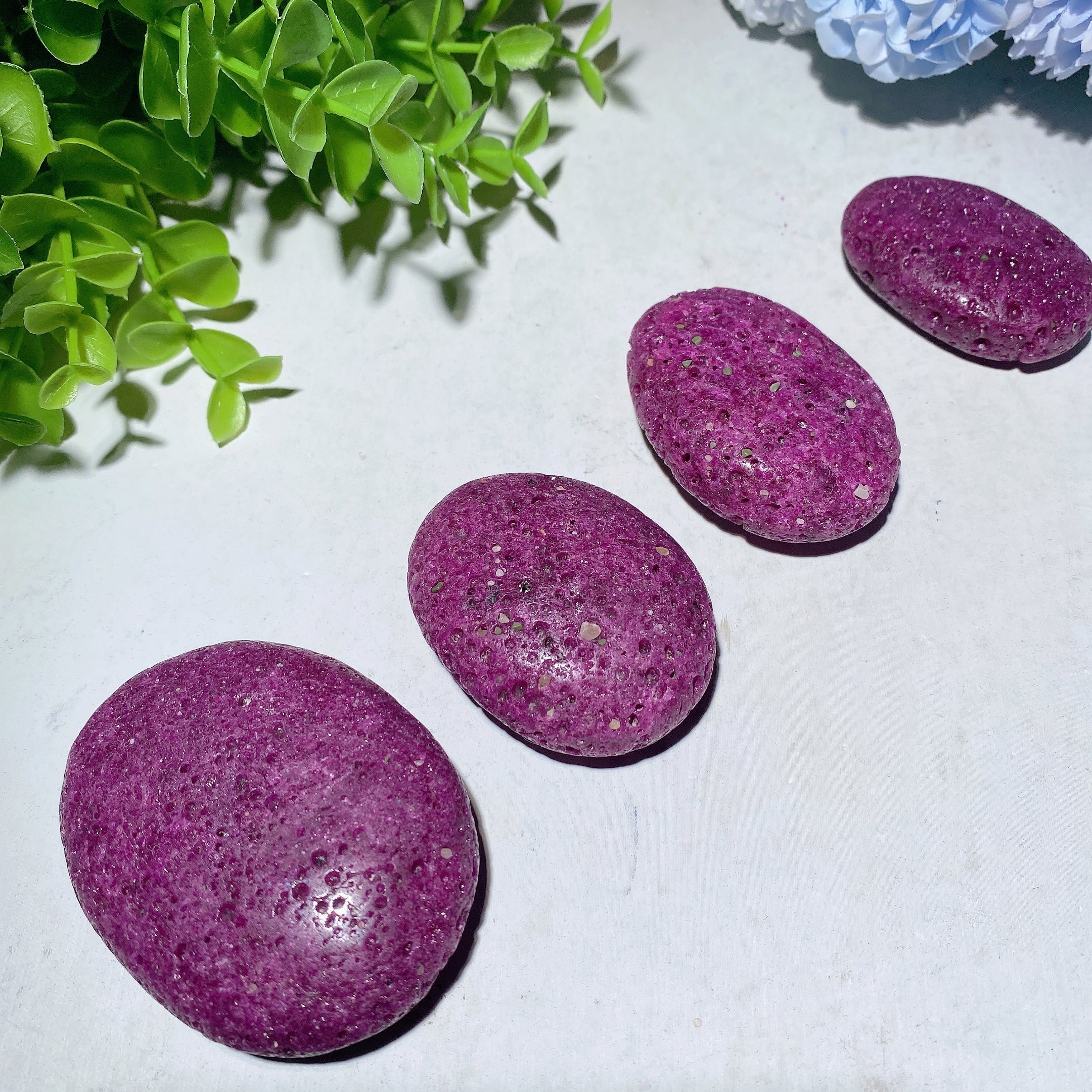 1.8-2.5" Ruby Honeycomb Palm Stone for Healing & Meditation