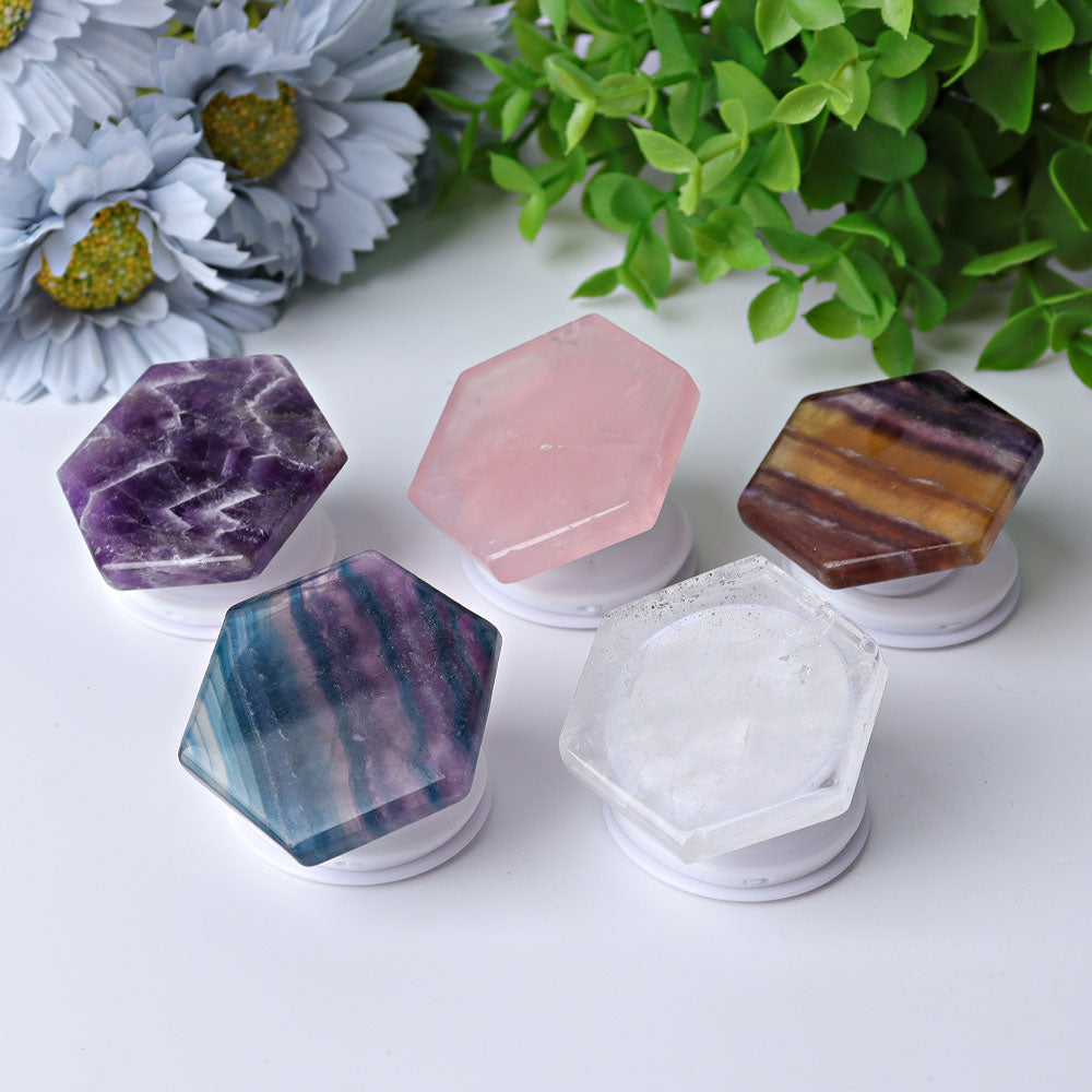 1.8" Hexagon Crystal Cellphone Holder for Energy Healing