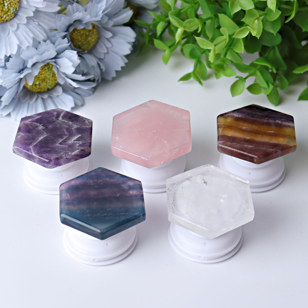 1.8" Hexagon Crystal Cellphone Holder for Energy Healing