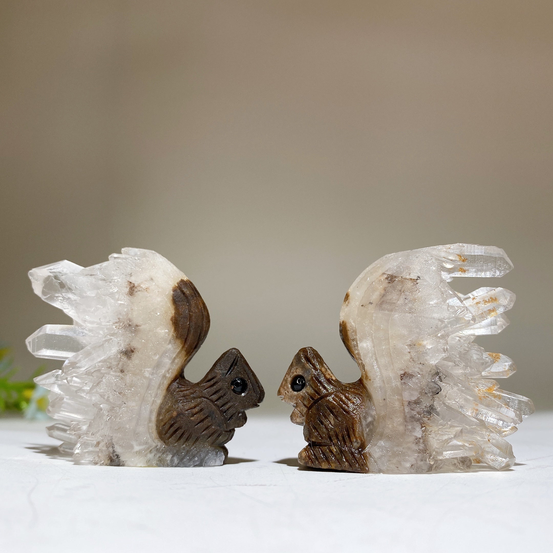 1.8 inch Clear Quartz Squirrel Crystal Animal Carving