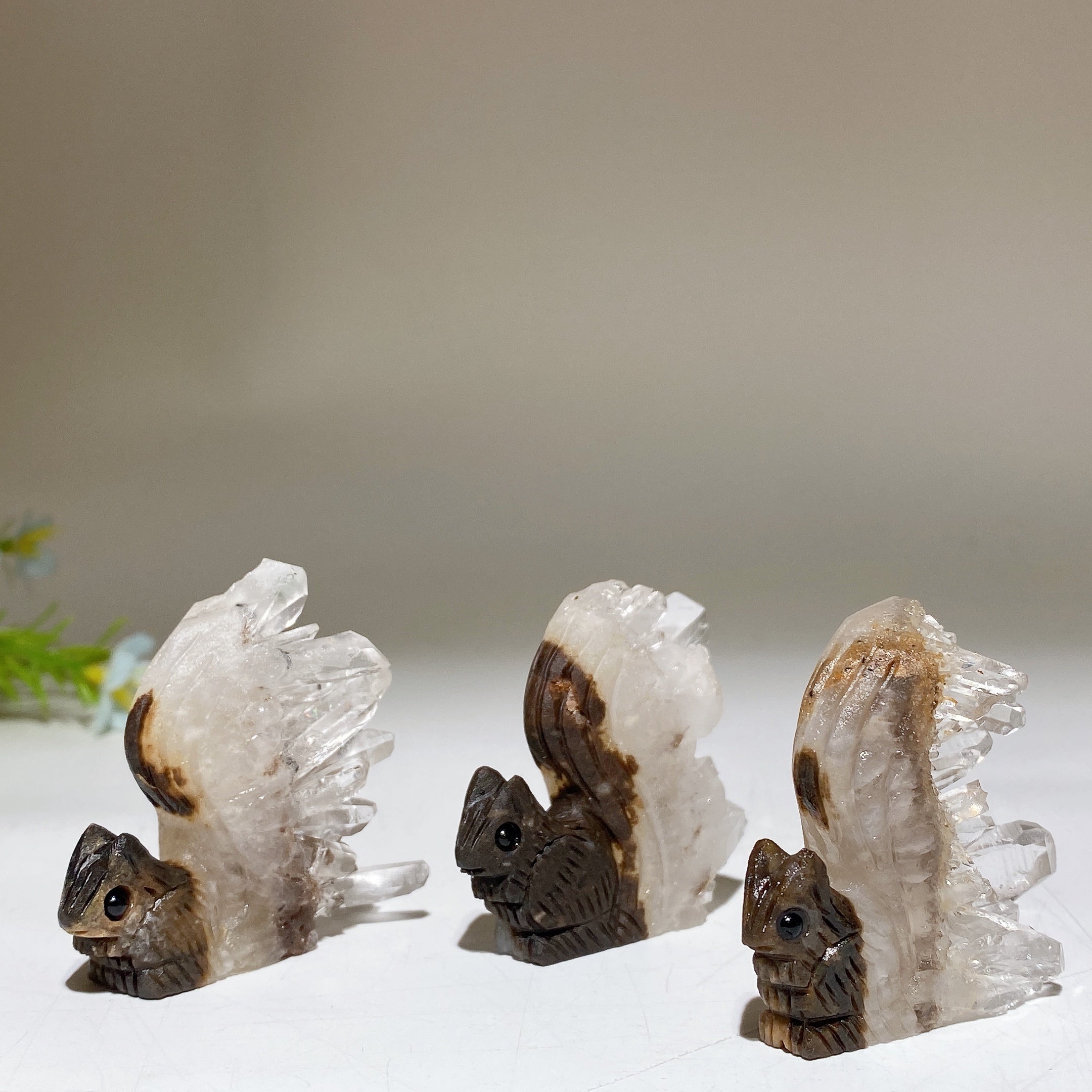 1.8 inch Clear Quartz Squirrel Crystal Animal Carving