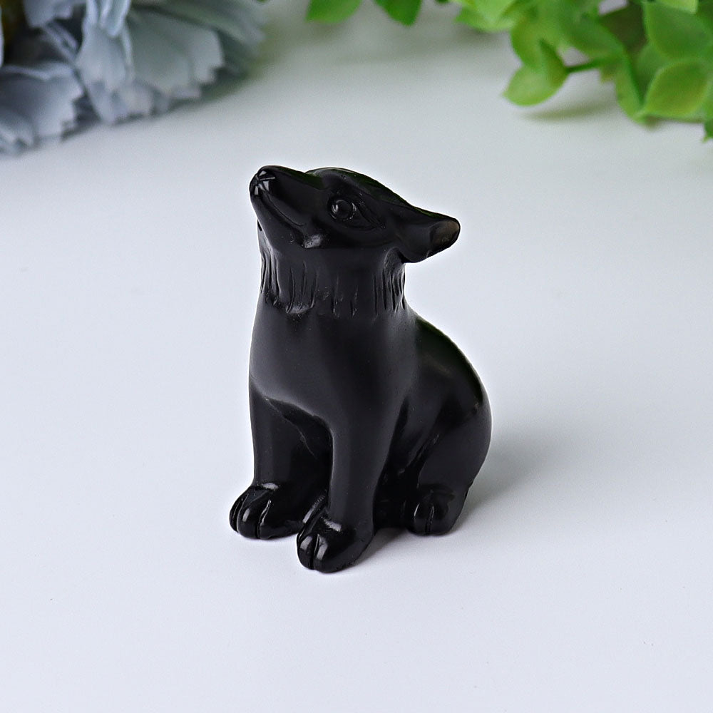 1.8 inch Crystal Wolf Healing Carving Figurine