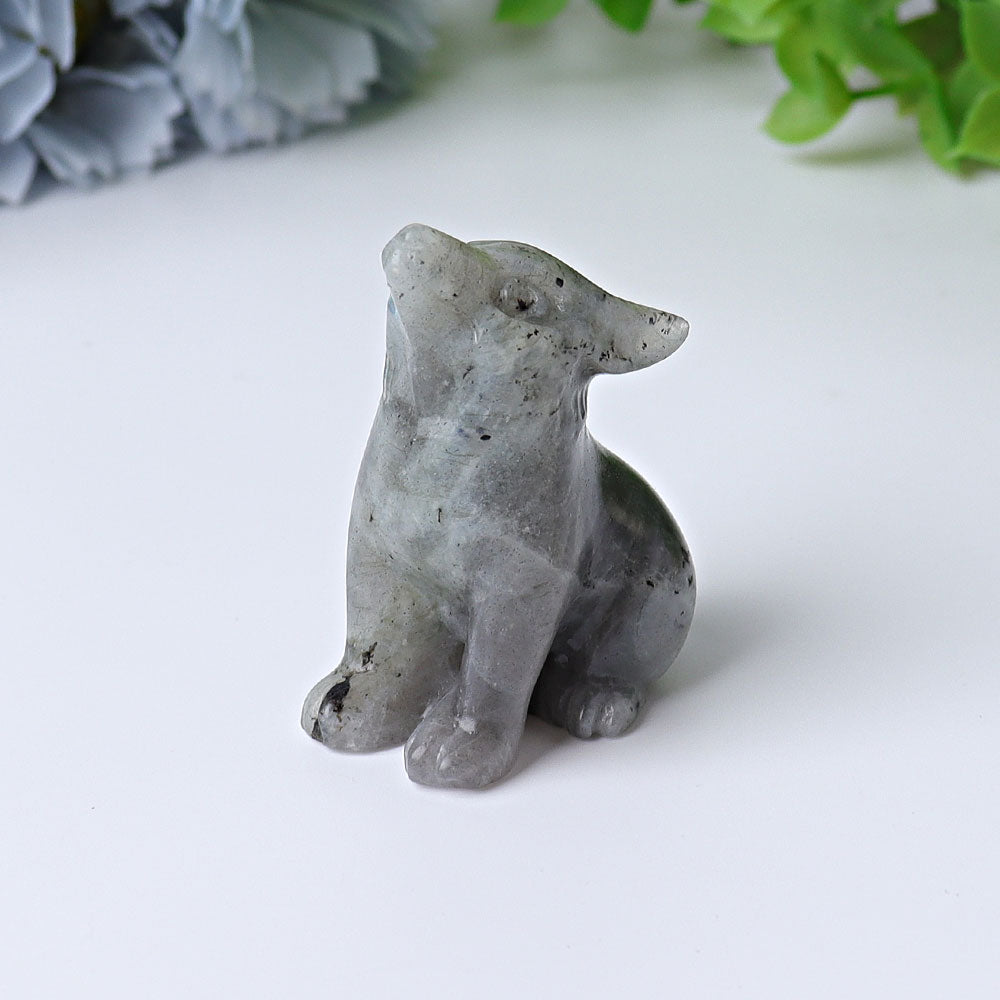 1.8 inch Crystal Wolf Healing Carving Figurine