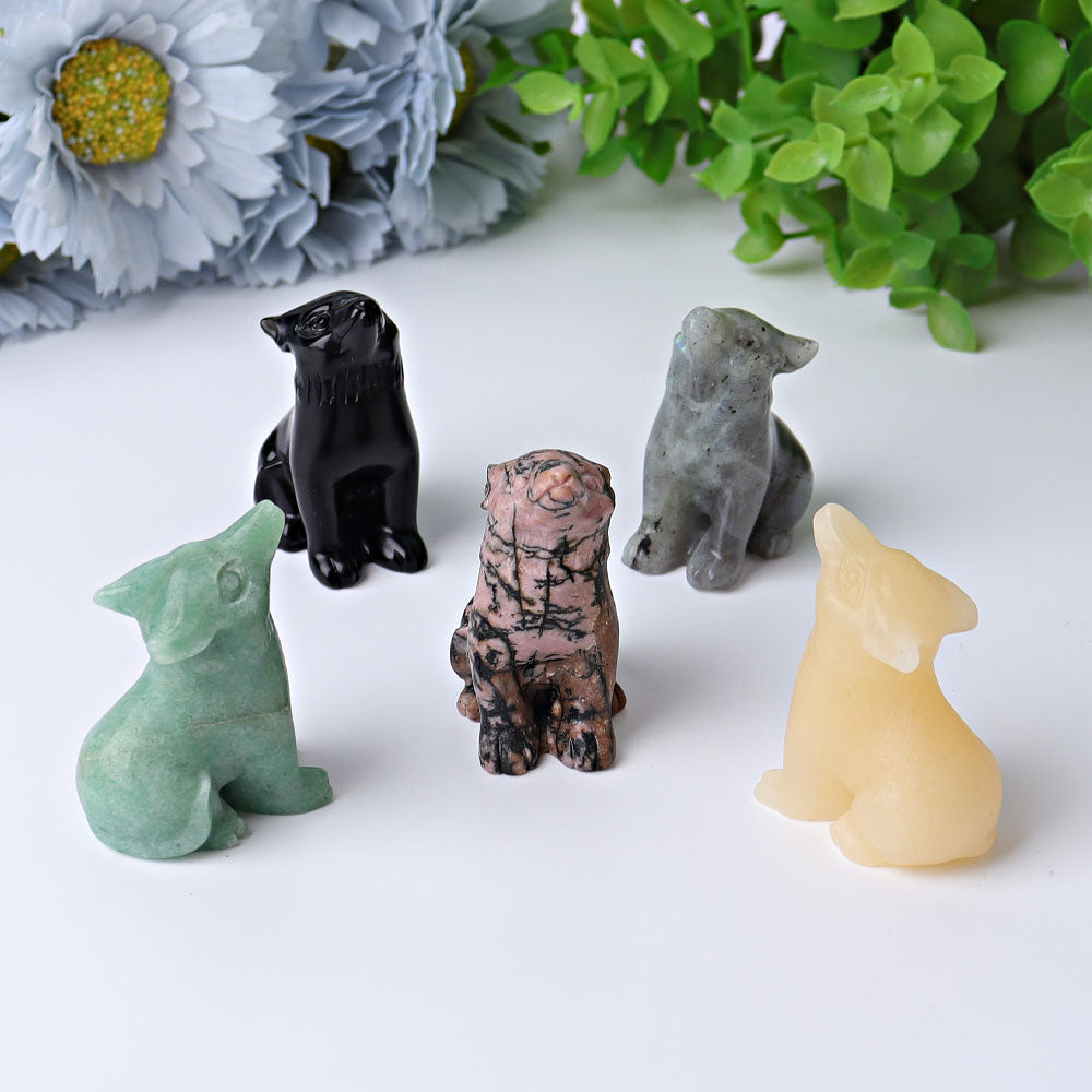 1.8 inch Crystal Wolf Healing Carving Figurine