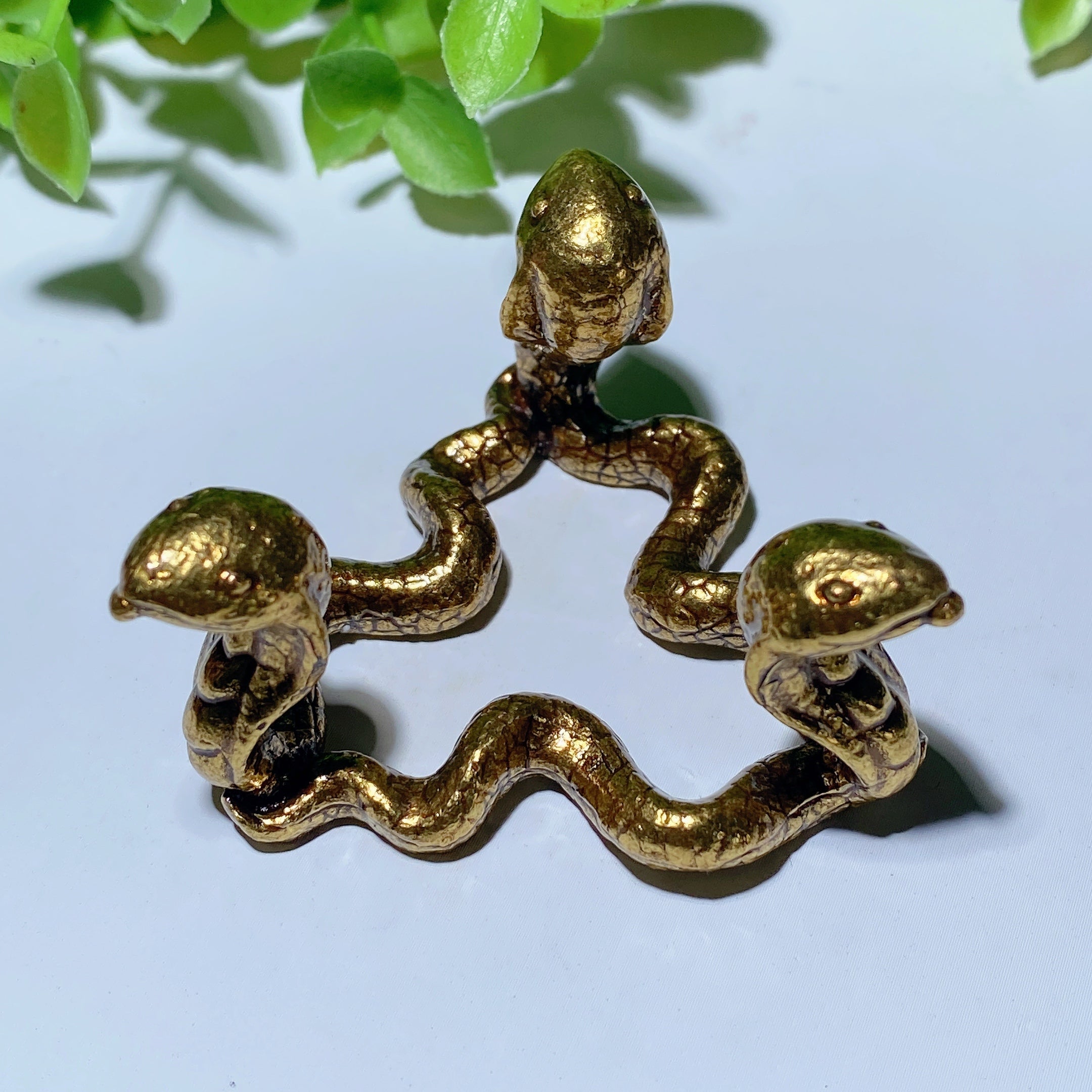 1.8 inch Golden Metal Triple Snakes Crystal Display Stand