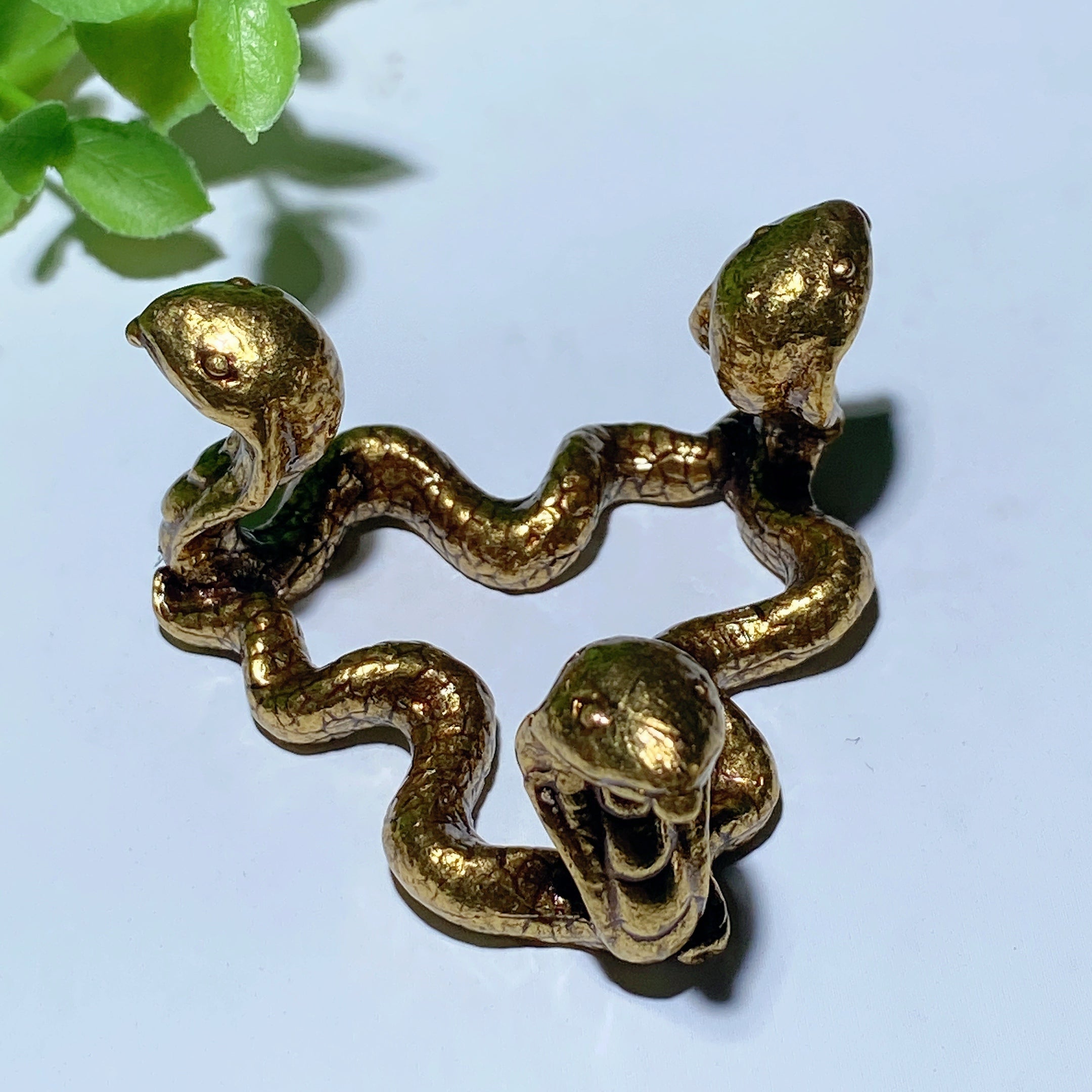 1.8 inch Golden Metal Triple Snakes Crystal Display Stand