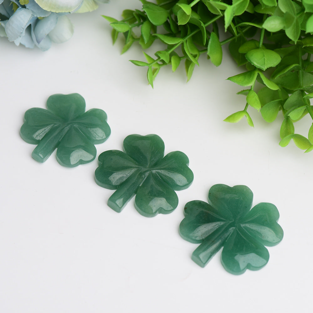 1.8 inch Green Aventurine Crystal Clover Figurine