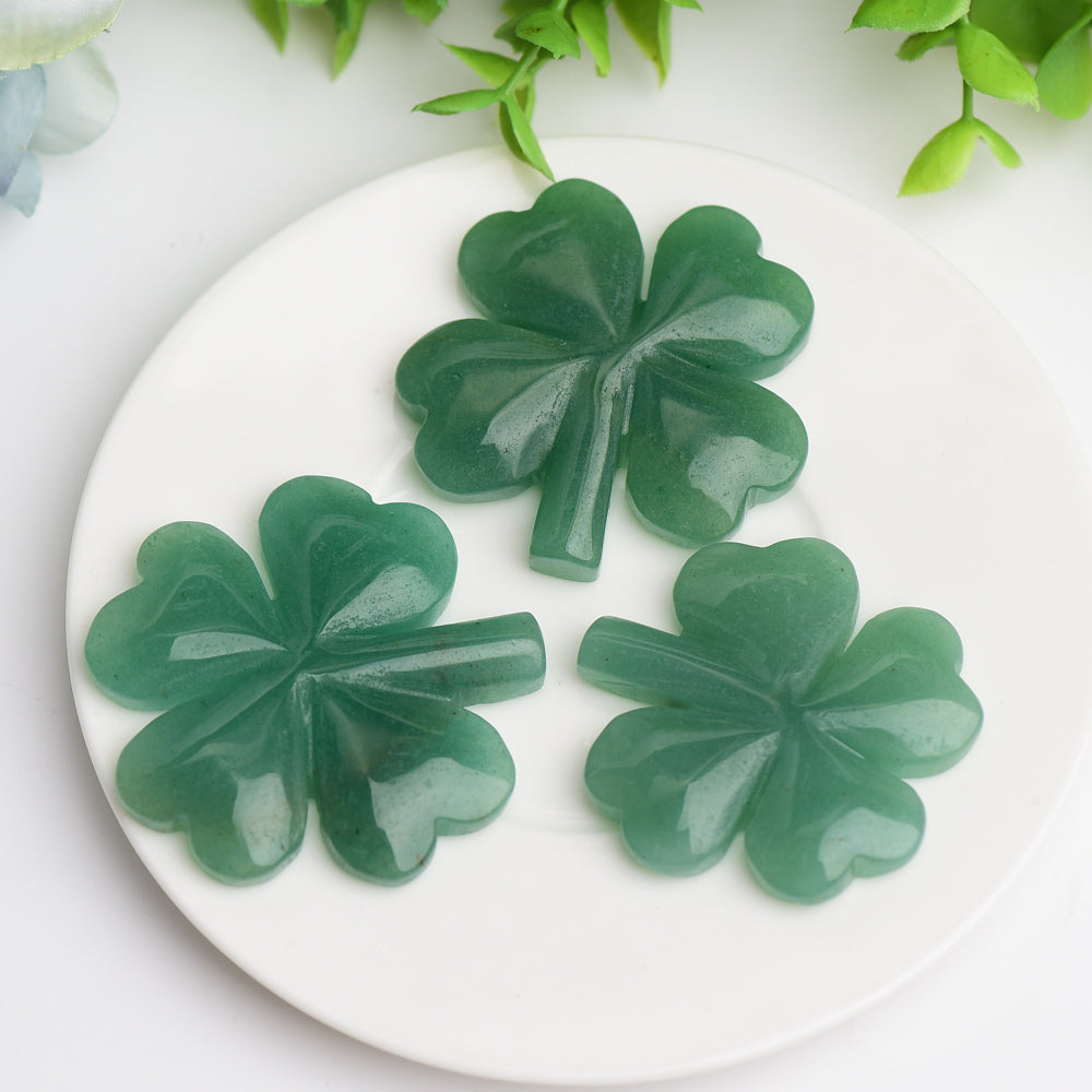 1.8 inch Green Aventurine Crystal Clover Figurine