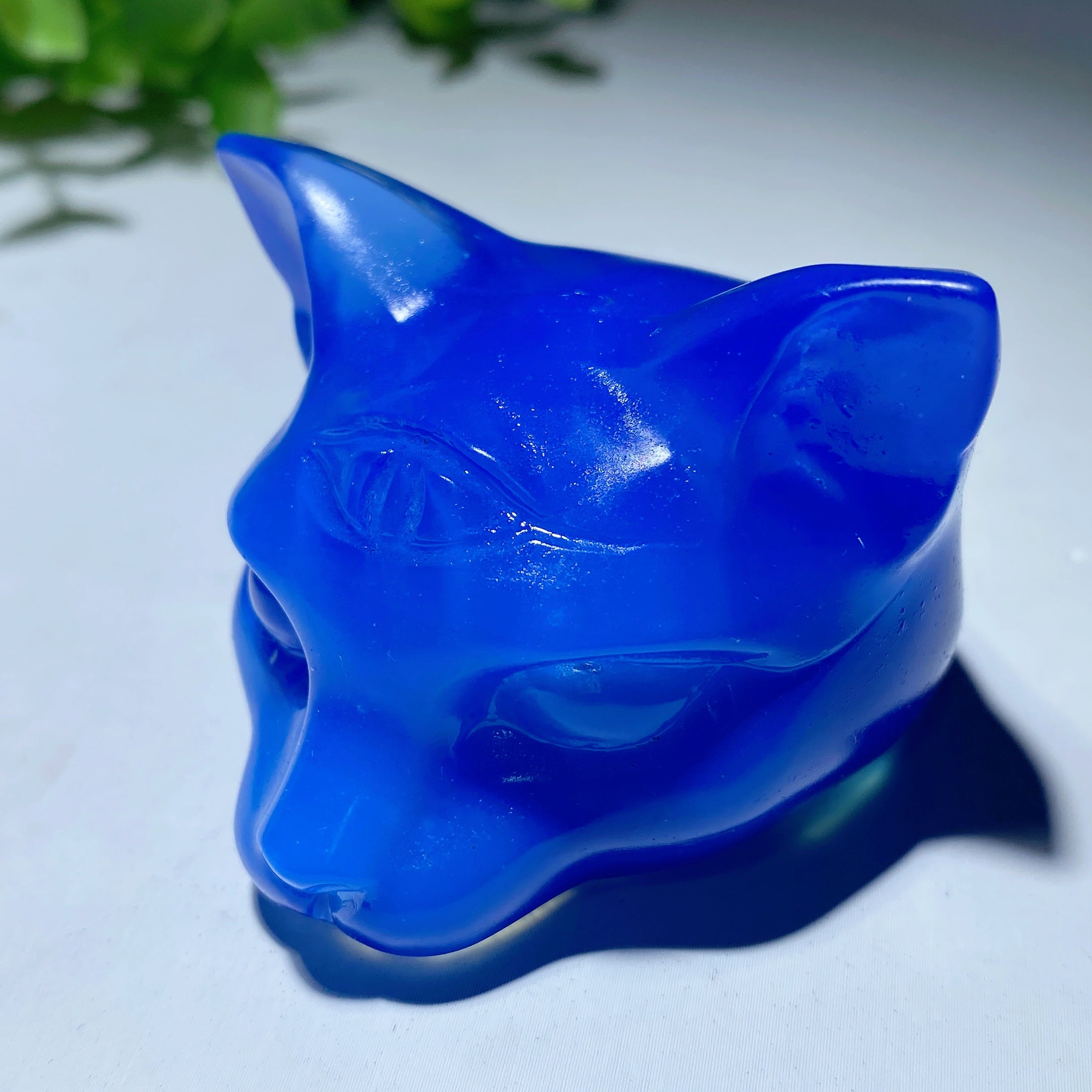 1.8 inch Mixed Crystal Cat Head Carvings for Healing