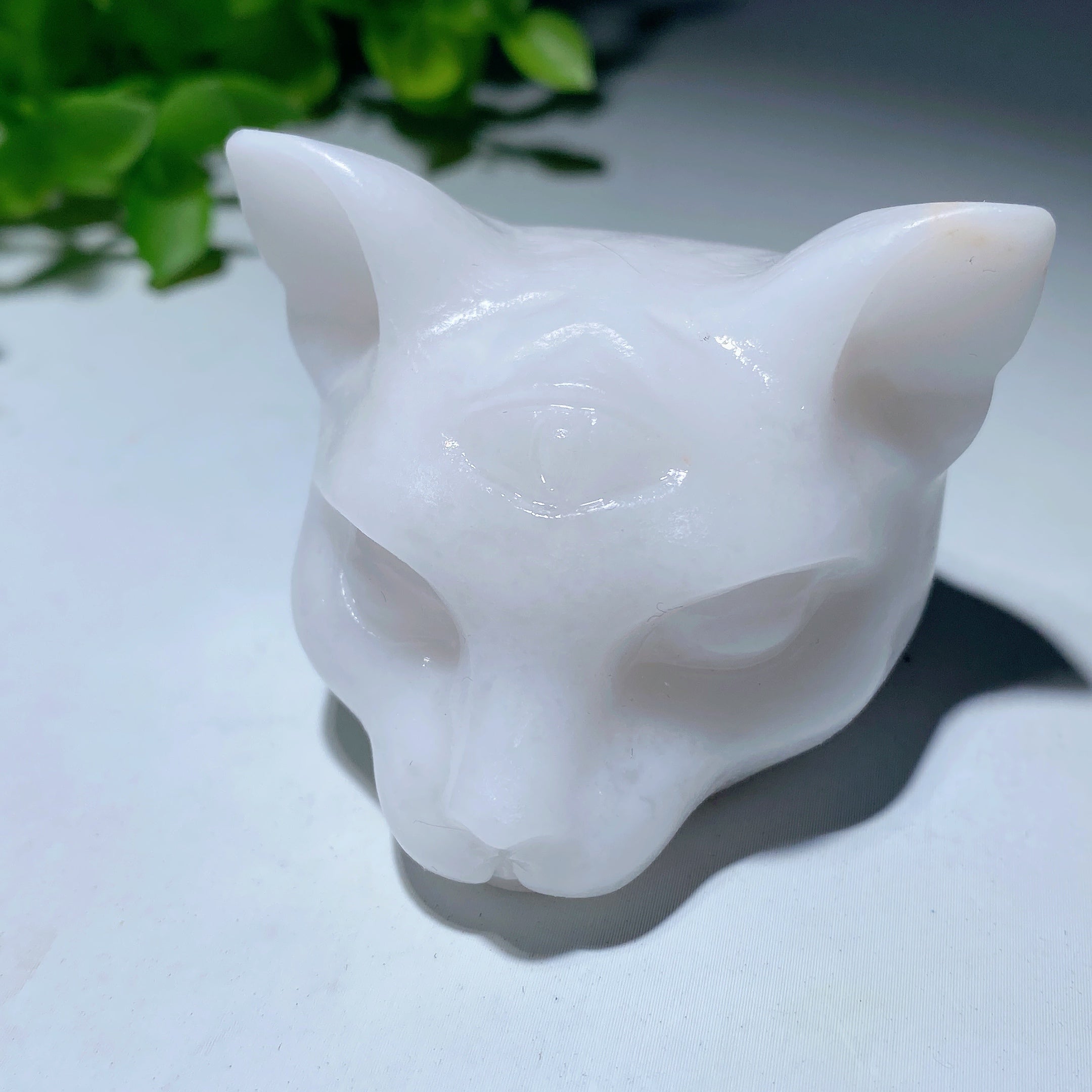 1.8 inch Mixed Crystal Cat Head Carvings for Healing