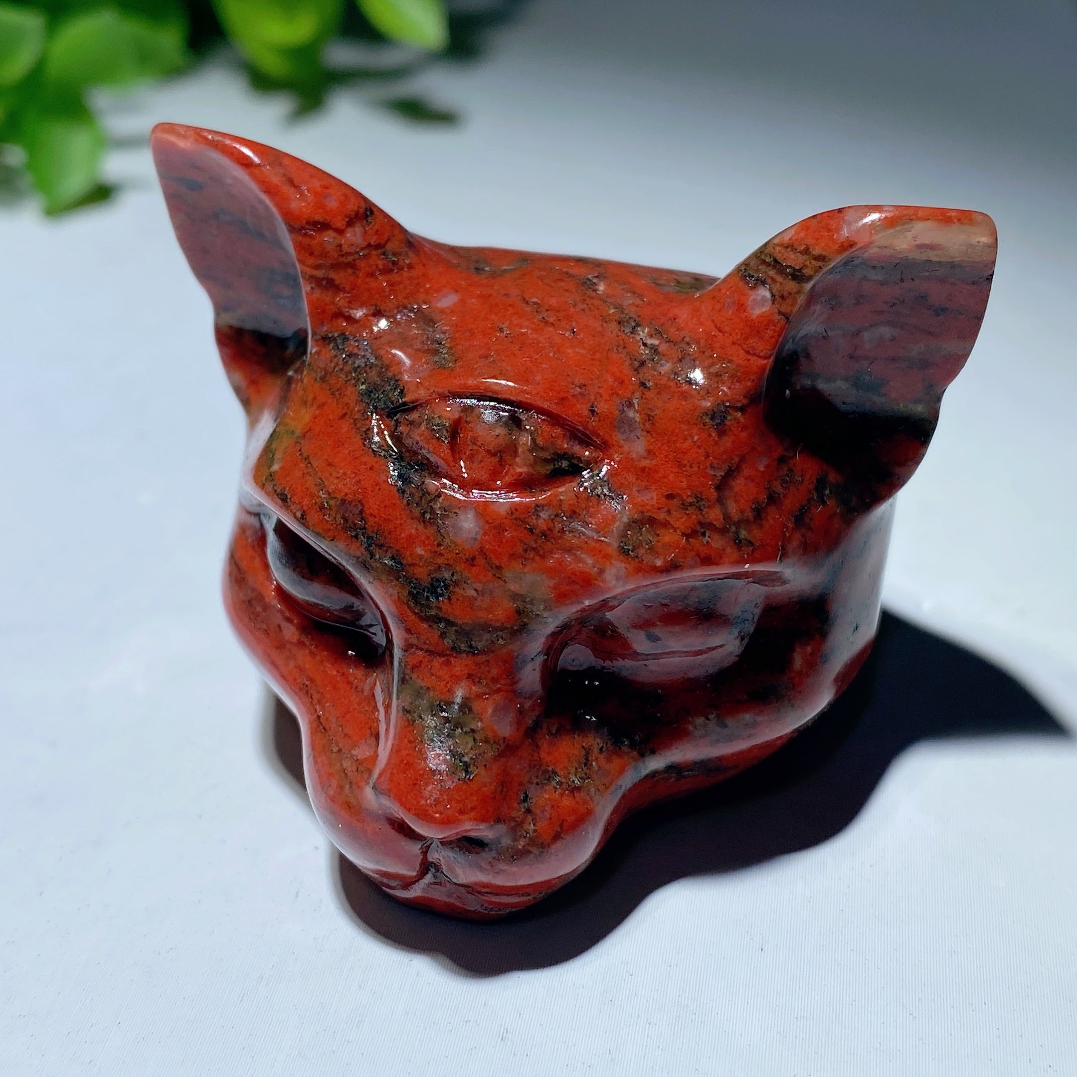 1.8 inch Mixed Crystal Cat Head Carvings for Healing