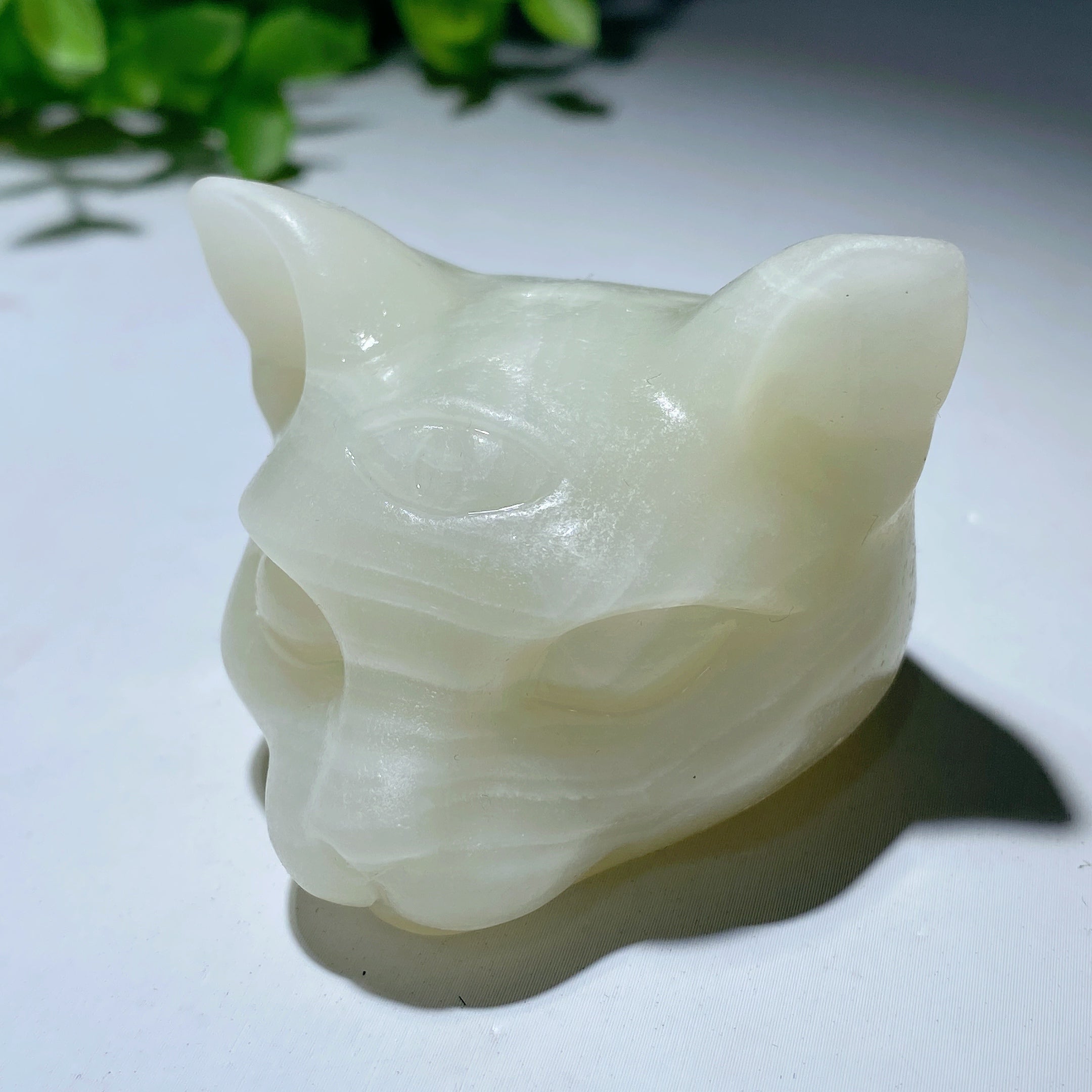 1.8 inch Mixed Crystal Cat Head Carvings for Healing