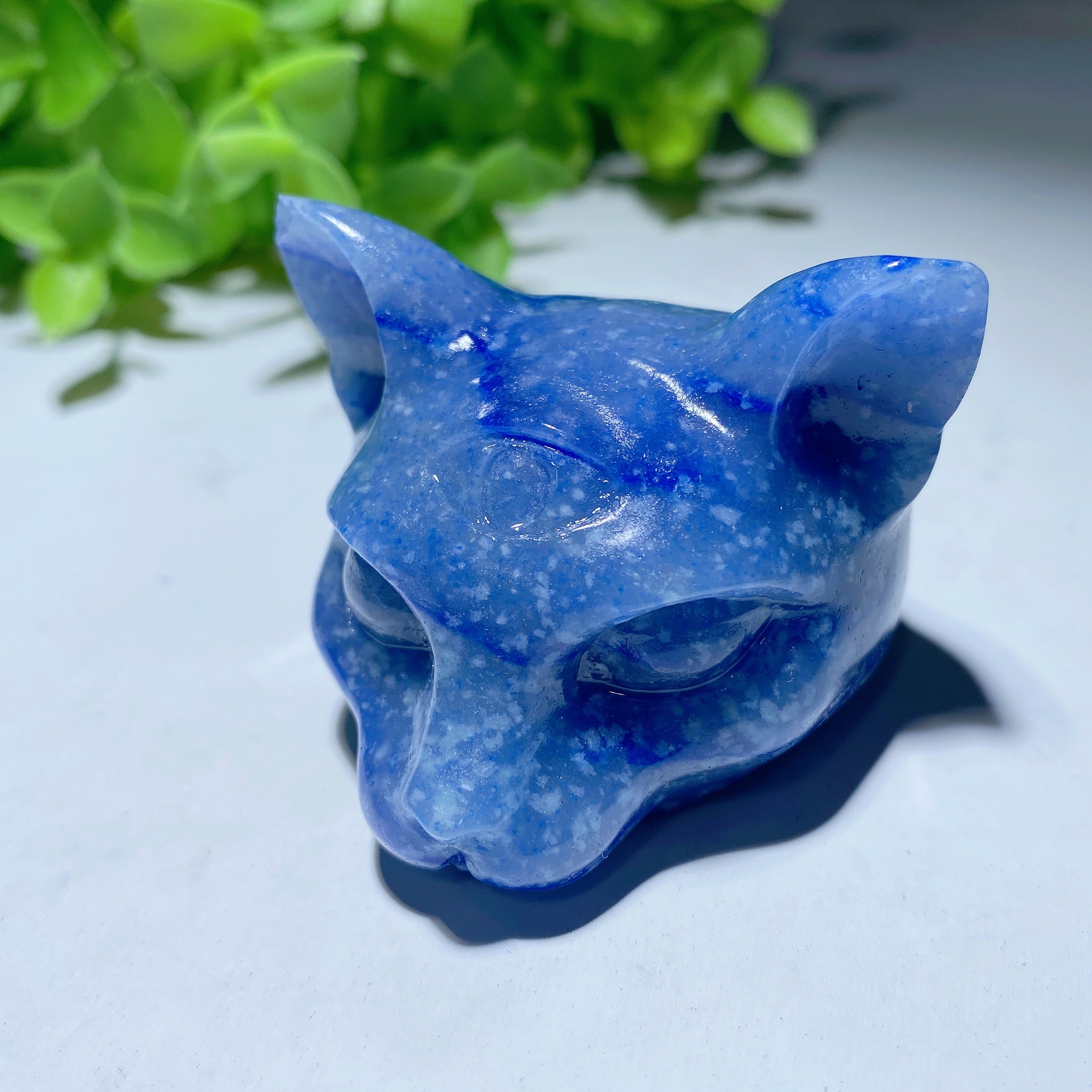 1.8 inch Mixed Crystal Cat Head Carvings for Healing