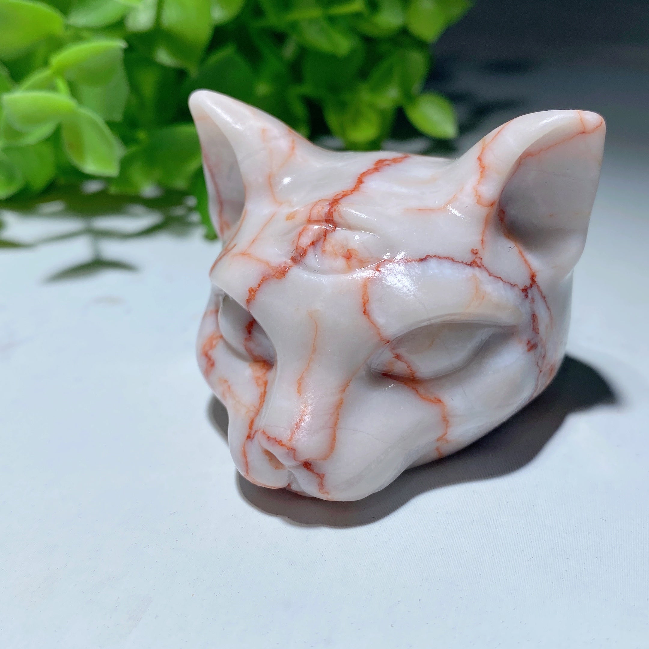 1.8 inch Mixed Crystal Cat Head Carvings for Healing