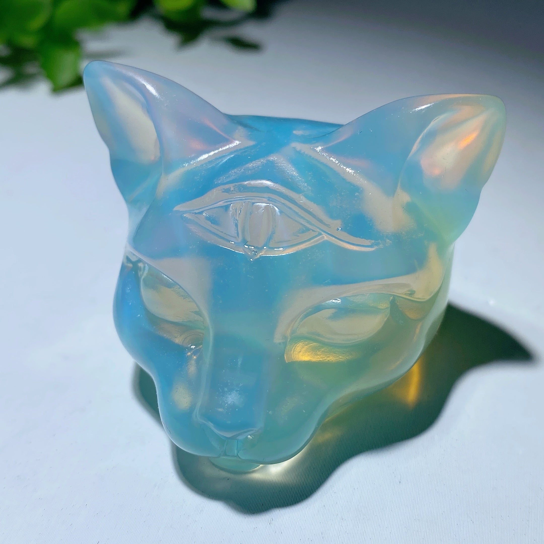 1.8 inch Mixed Crystal Cat Head Carvings for Healing