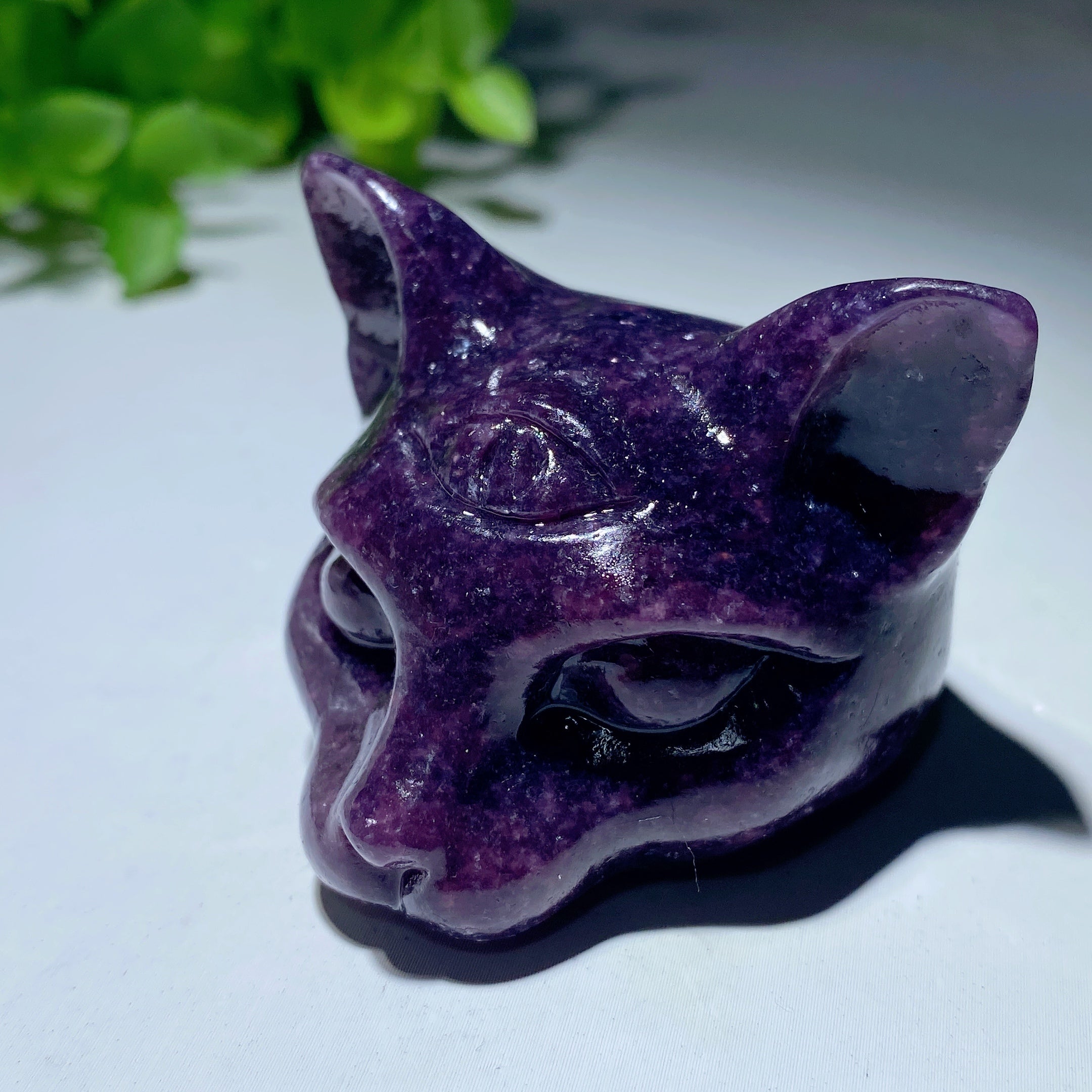 1.8 inch Mixed Crystal Cat Head Carvings for Healing