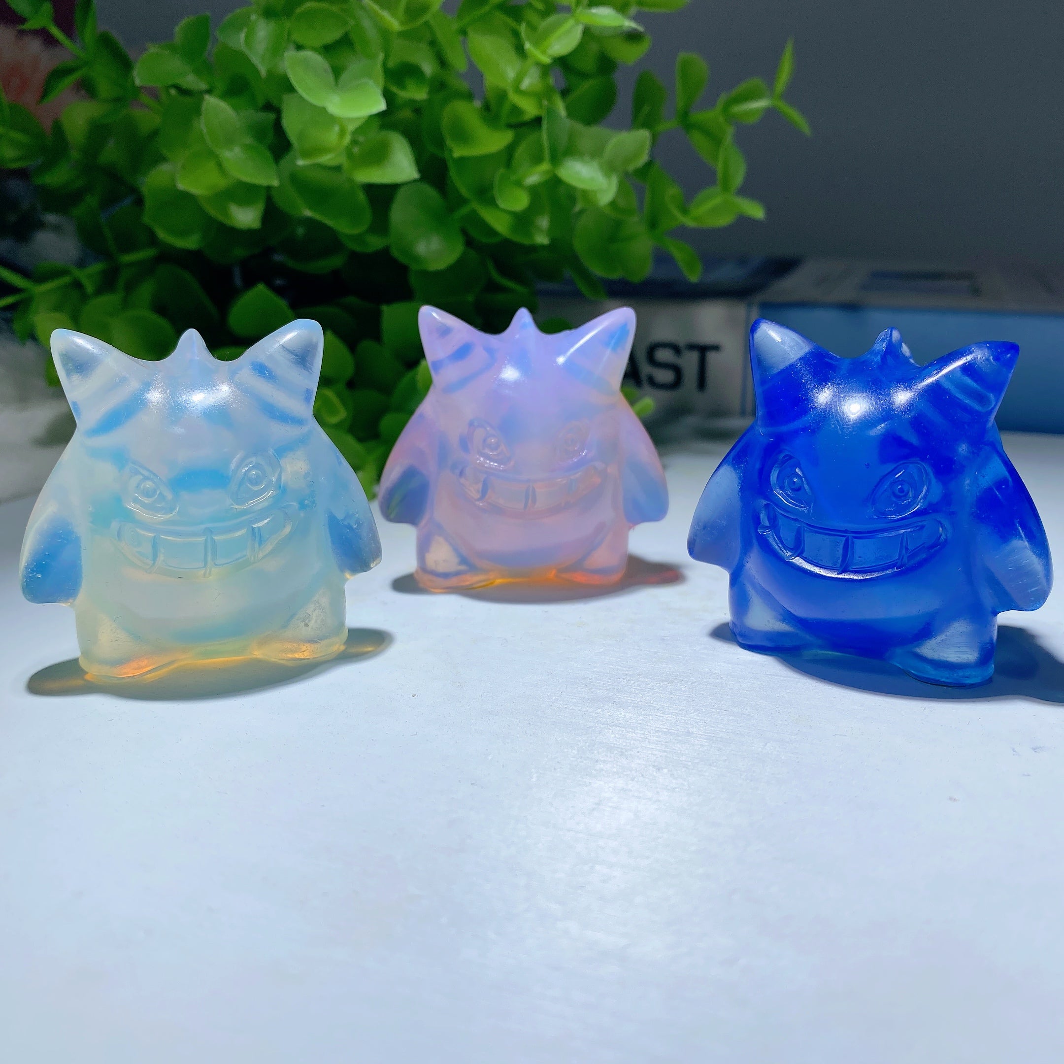 1.8 inch Mixed Opalite Crystal Gengar Carving Figurine