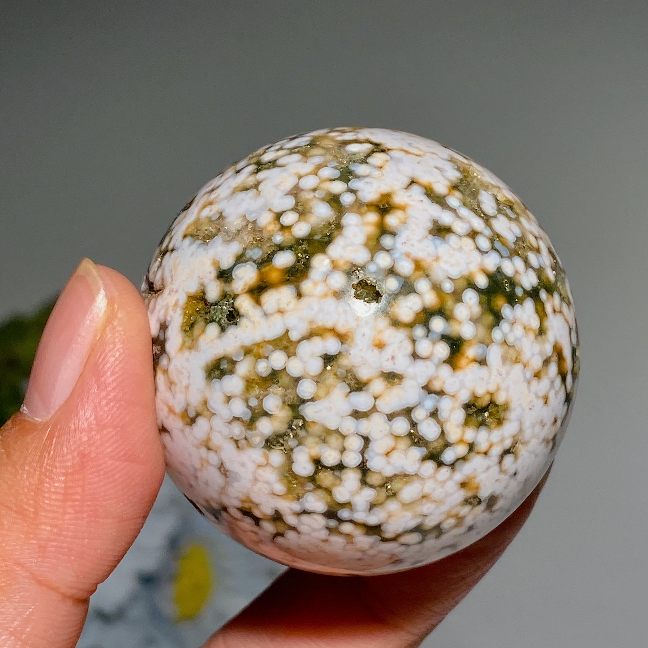 1.8-Inch Ocean Jasper Healing Crystal Sphere for Energy Balance