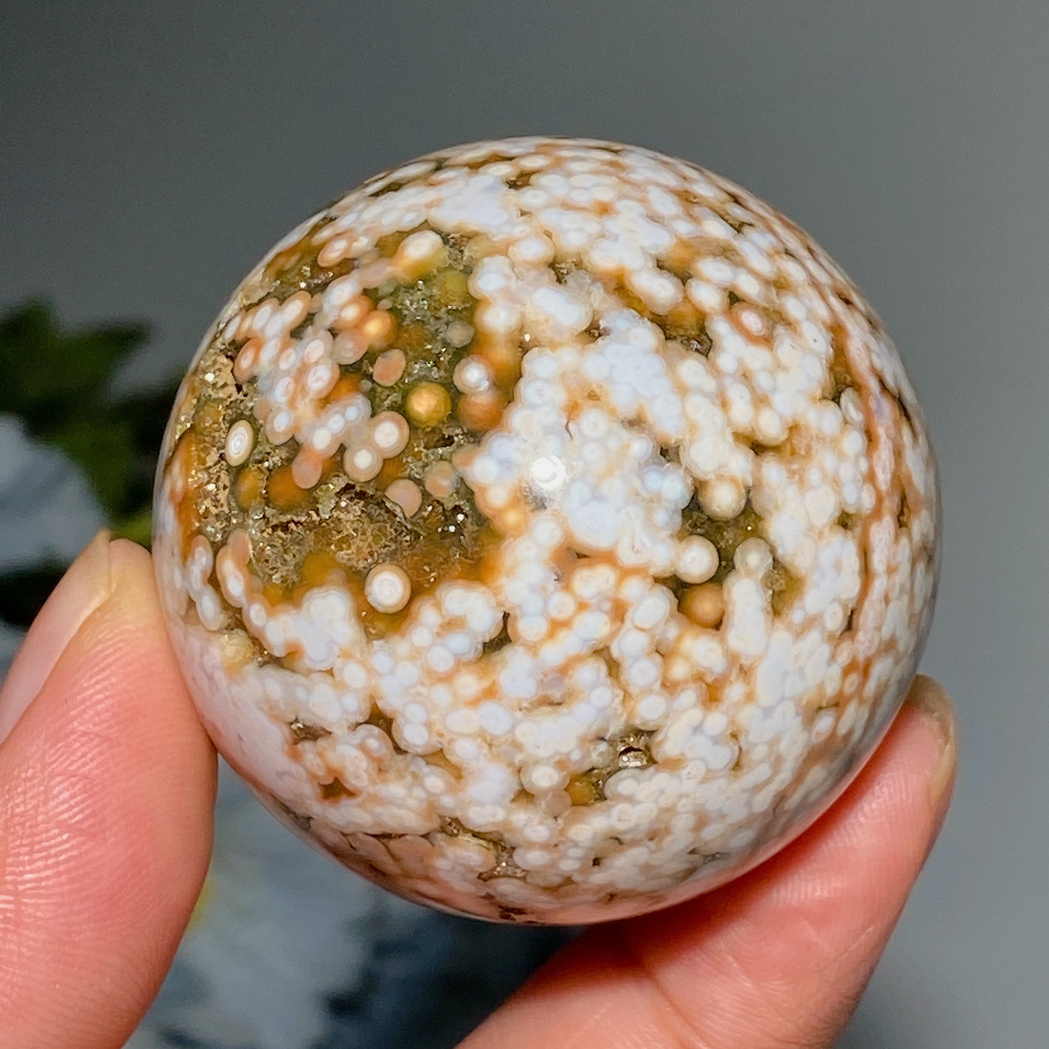 1.8-Inch Ocean Jasper Healing Crystal Sphere for Energy Balance