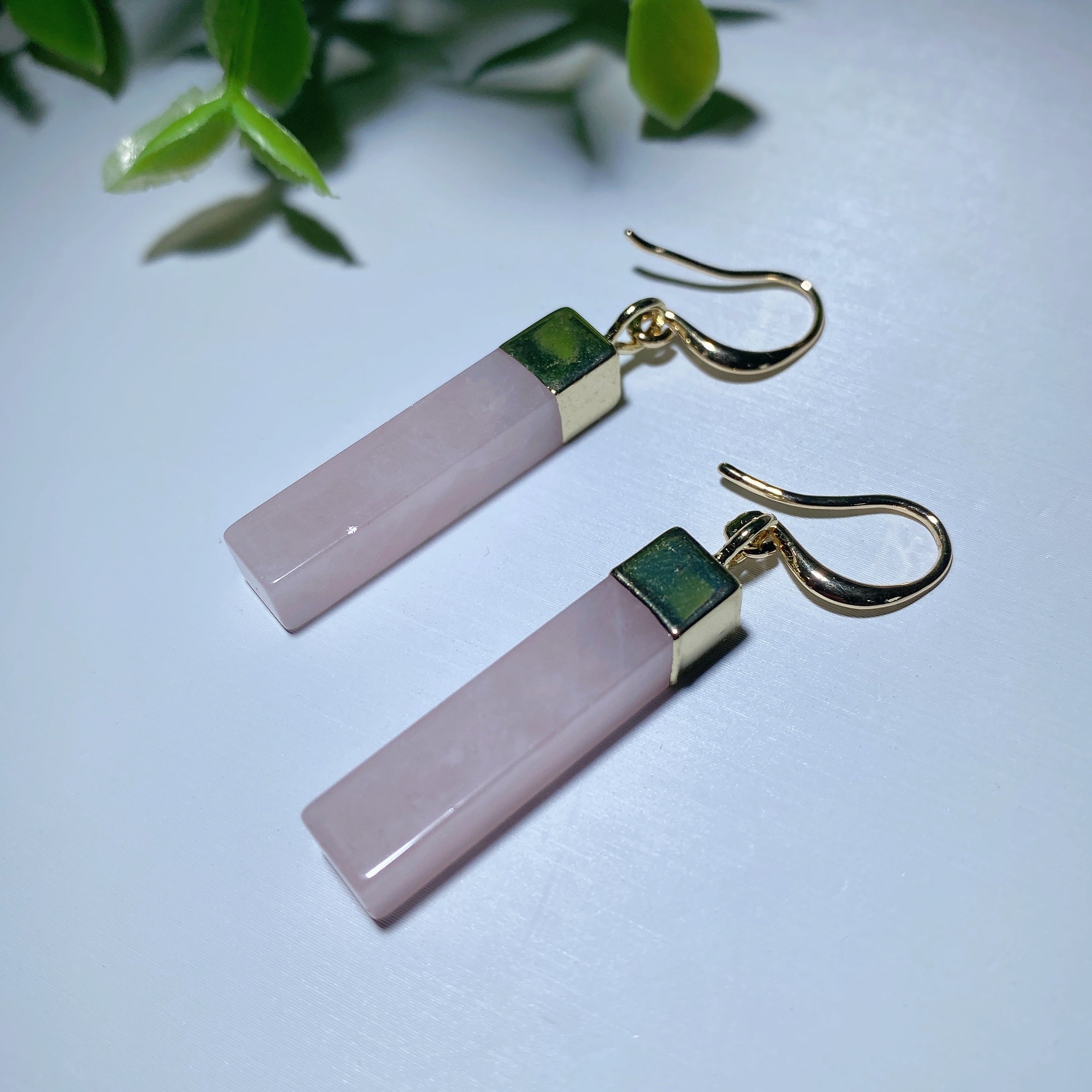 1.8 inch Rose Quartz Drop Earrings for Healing & Love