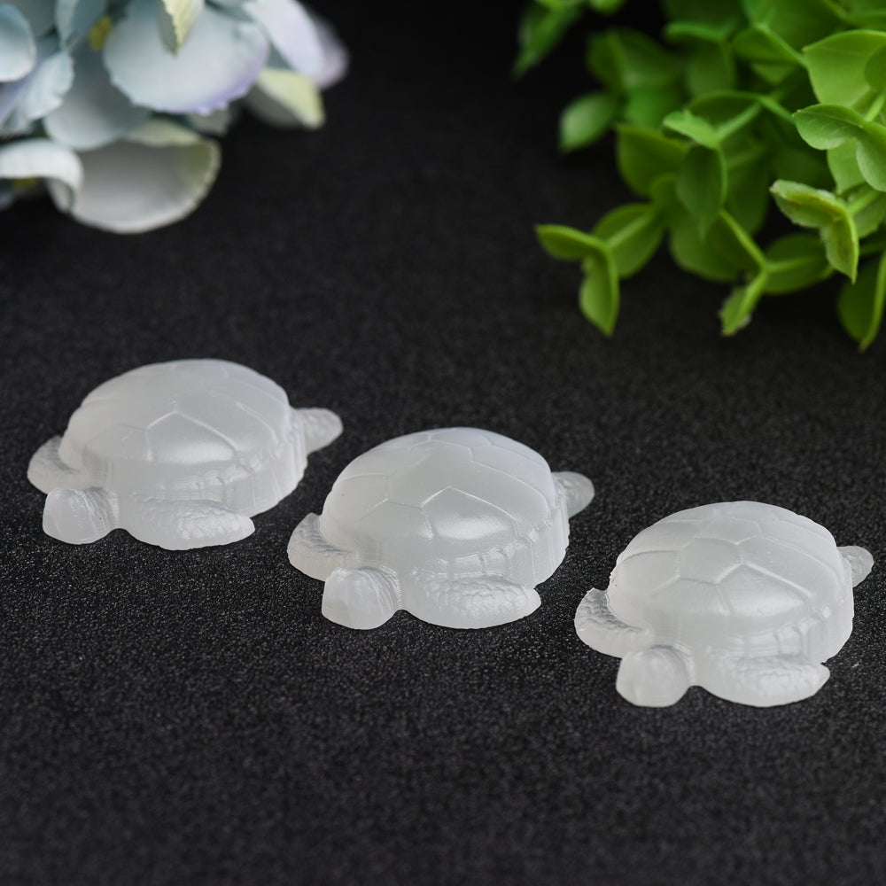 1.8-inch Selenite Crystal Turtle Carving Figurine