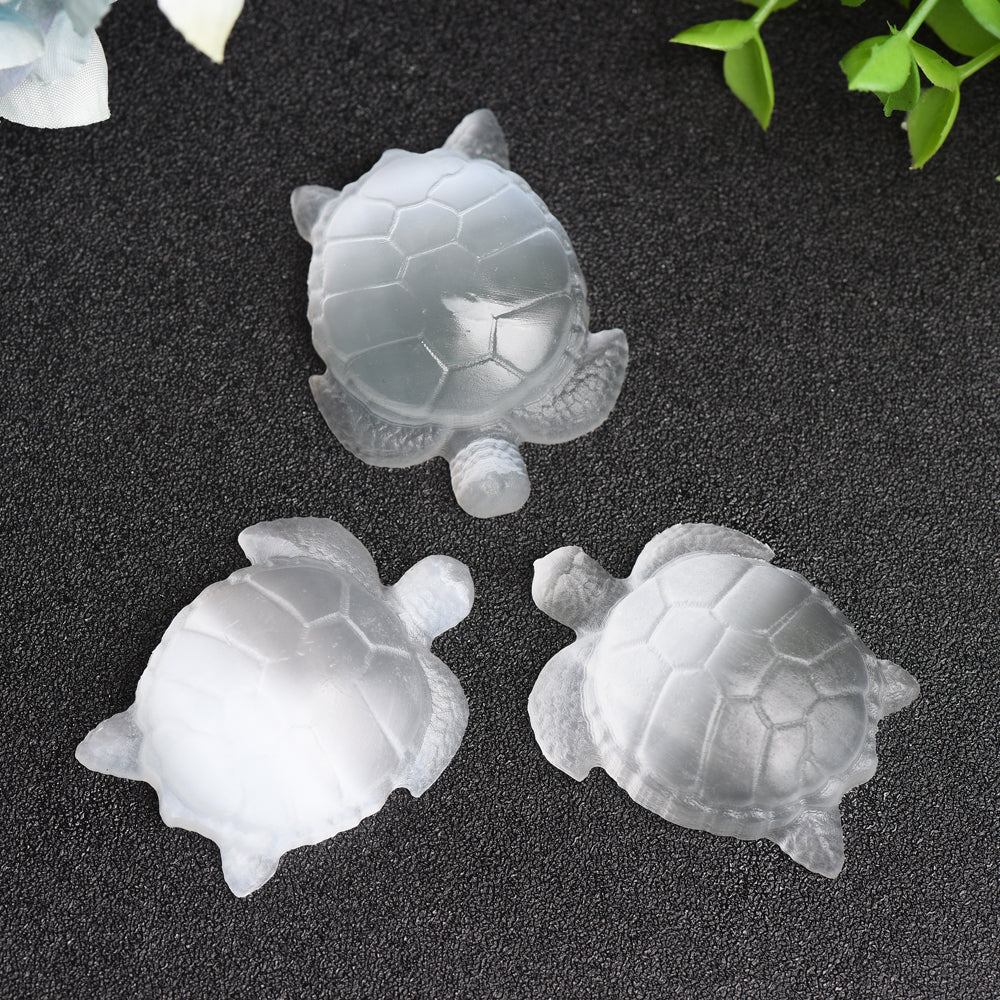 1.8-inch Selenite Crystal Turtle Carving Figurine