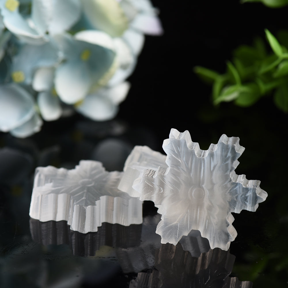 1.8 Inch Selenite Snowflake Crystal Figurine for Healing