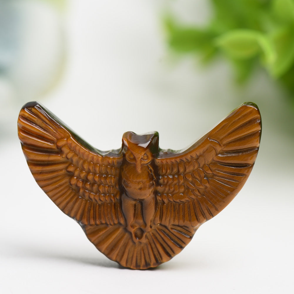 1.8 Inch Yellow Tiger Eye Crystal Owl Figurine for Wisdom