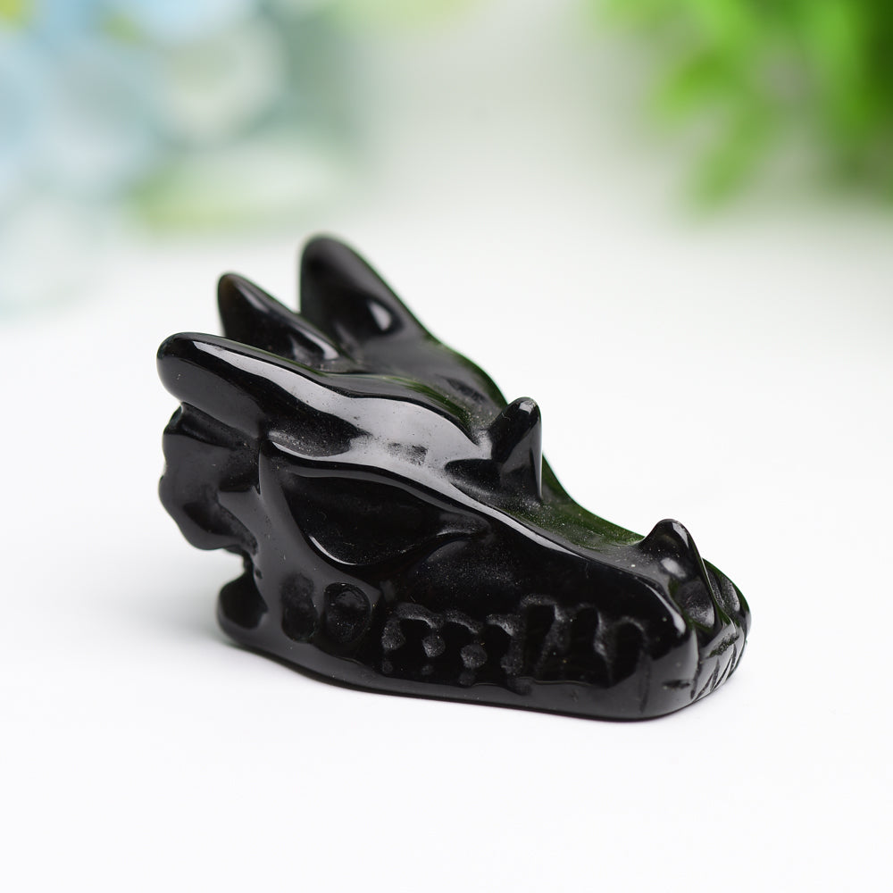 1.8" Mixed Crystal Dragon Head Figurine for Feng Shui