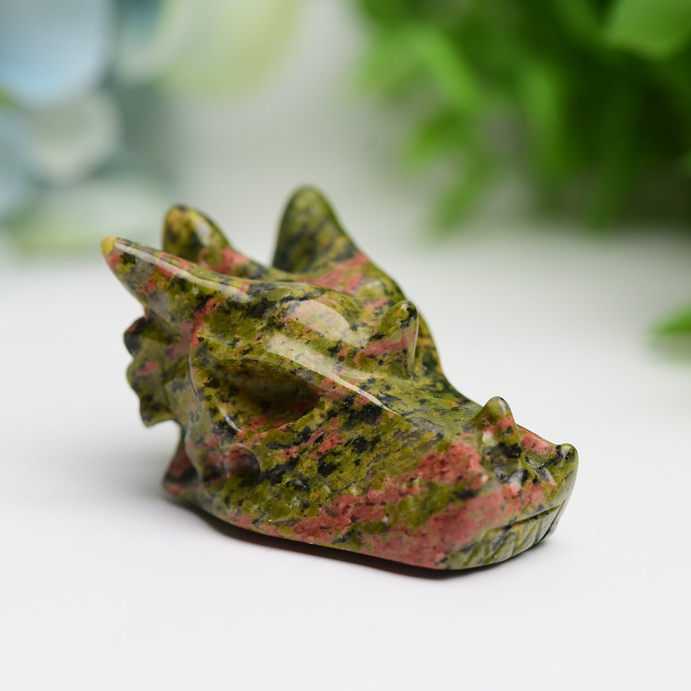 1.8" Mixed Crystal Dragon Head Figurine for Feng Shui