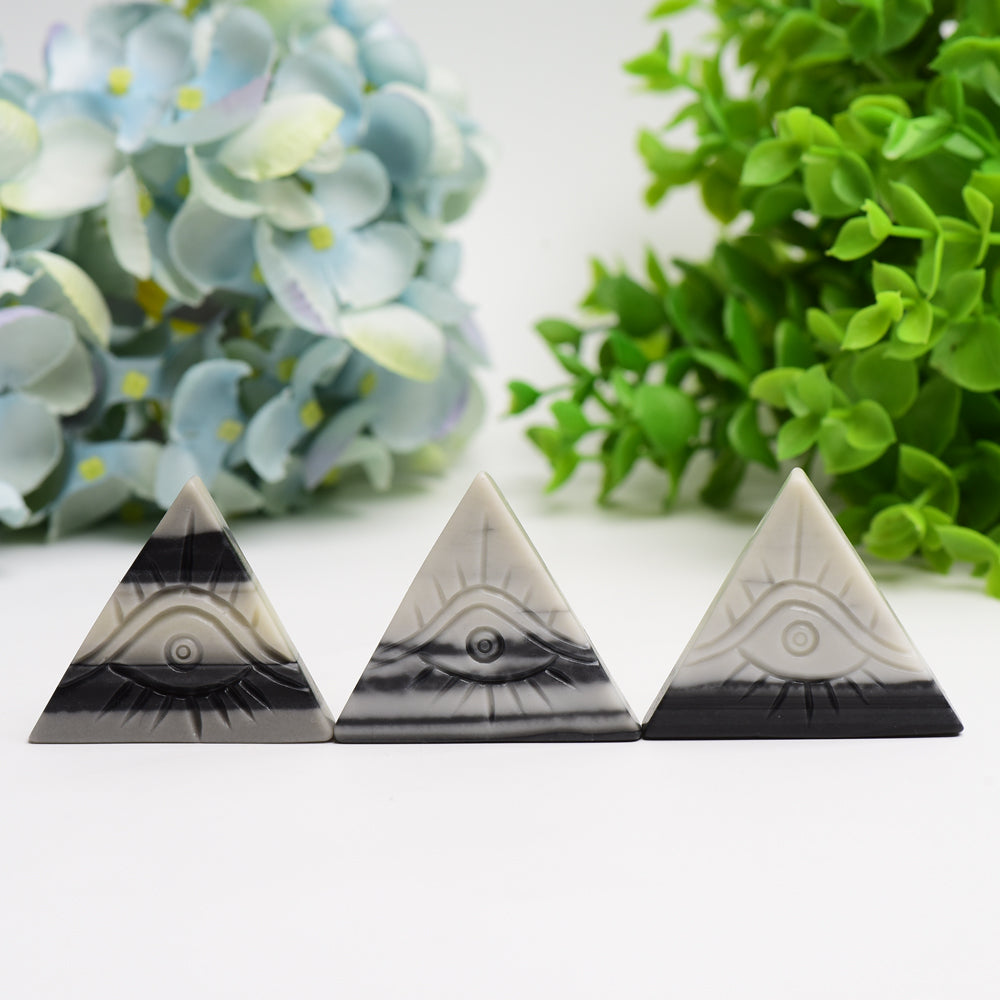 1.8" Taiji Stone Triangle Slab with Evil's Eye Carving