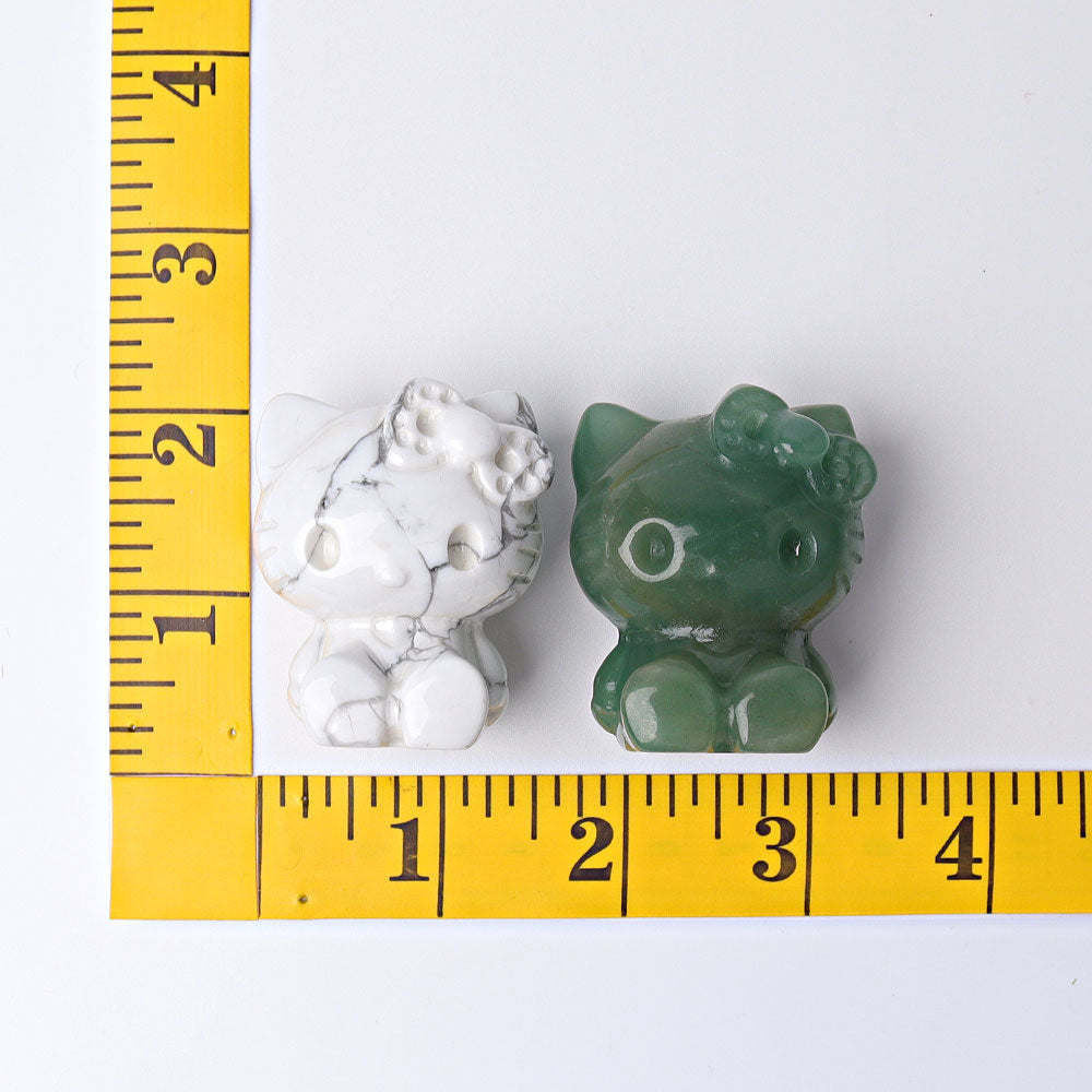 1.85 inch Crystal Cats Figurine in Obsidian, Aventurine, Howlite