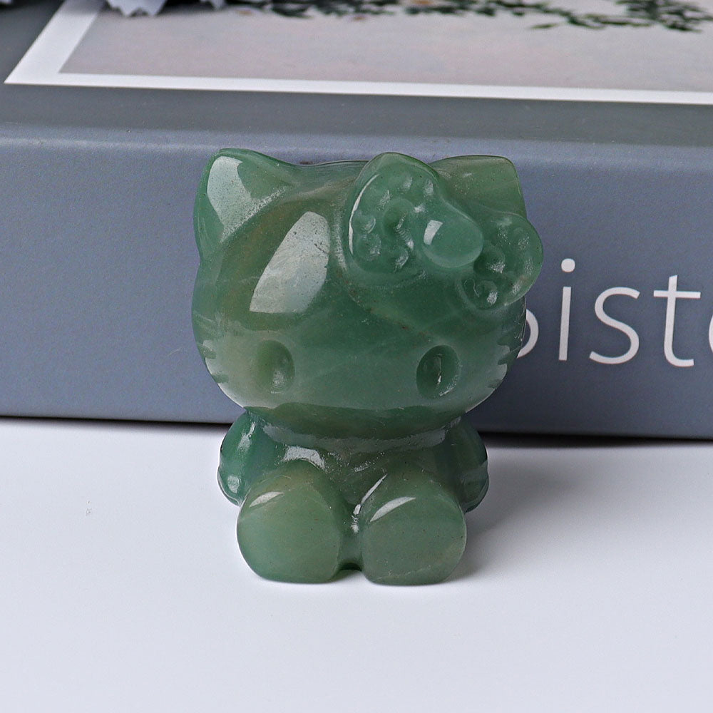 1.85 inch Crystal Cats Figurine in Obsidian, Aventurine, Howlite