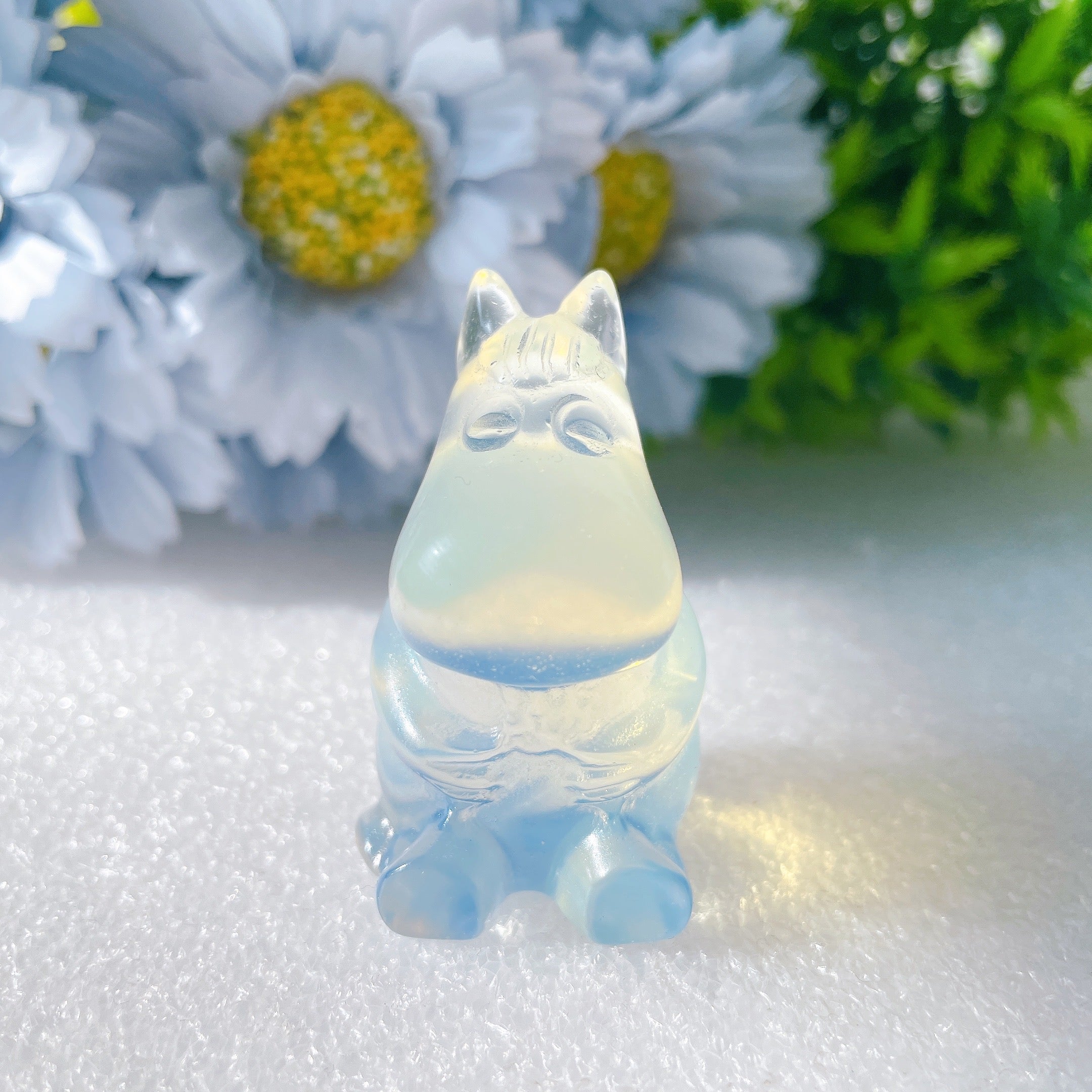 1.85 inch Opalite Crystal Hippo for Healing Meditation