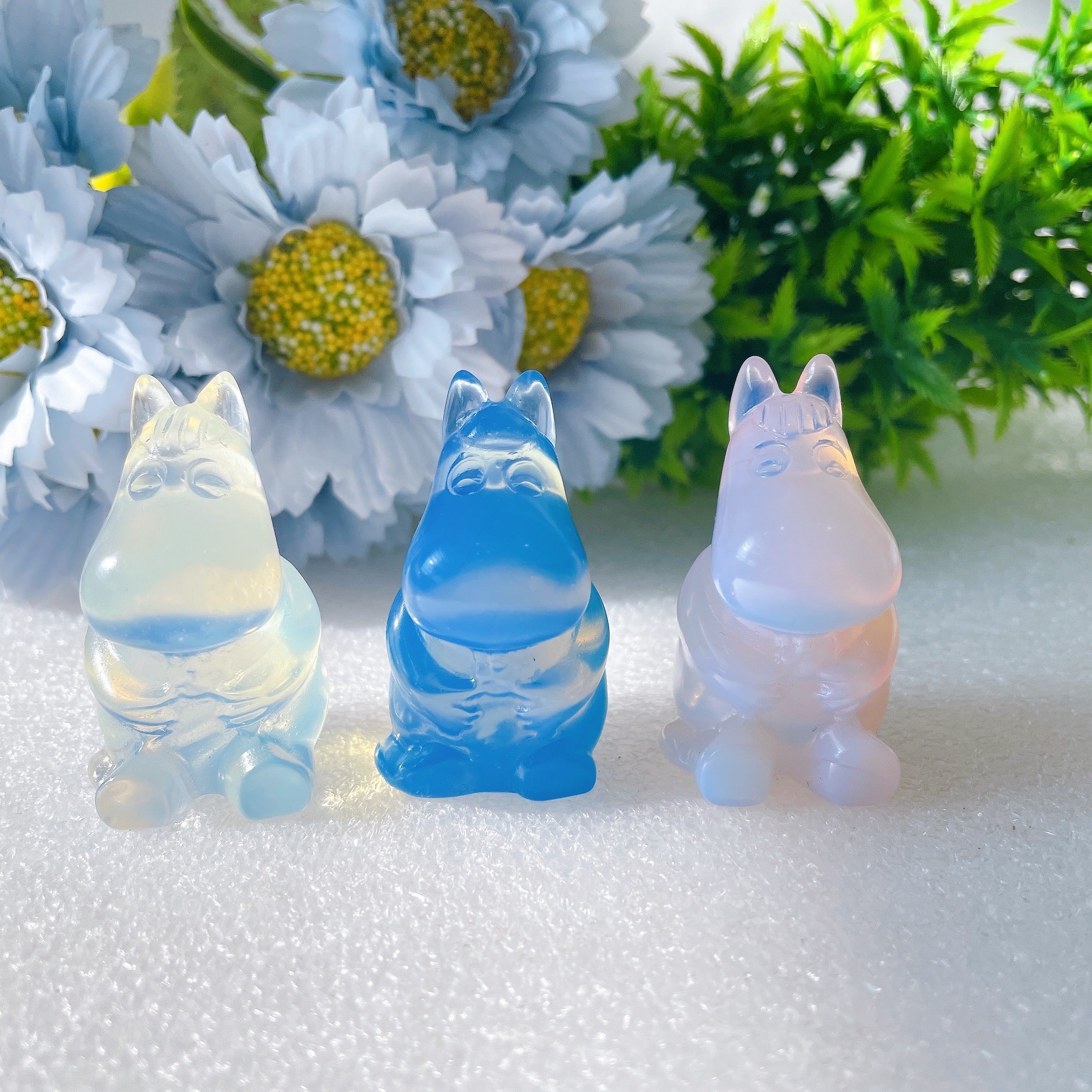 1.85 inch Opalite Crystal Hippo for Healing Meditation