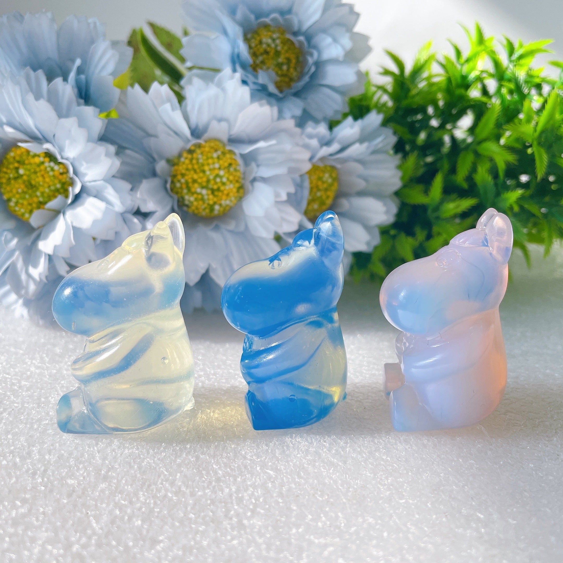 1.85 inch Opalite Crystal Hippo for Healing Meditation