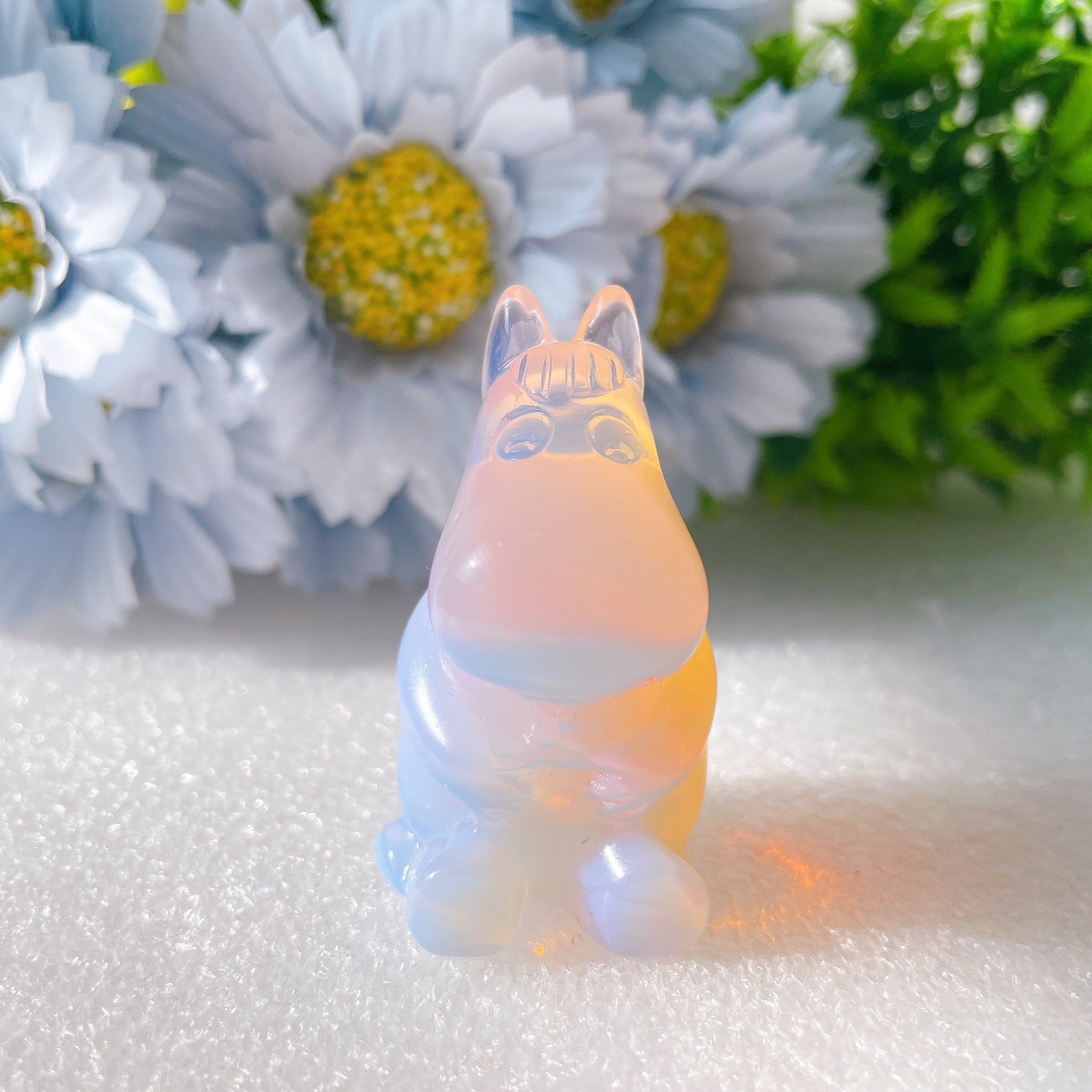 1.85 inch Opalite Crystal Hippo for Healing Meditation