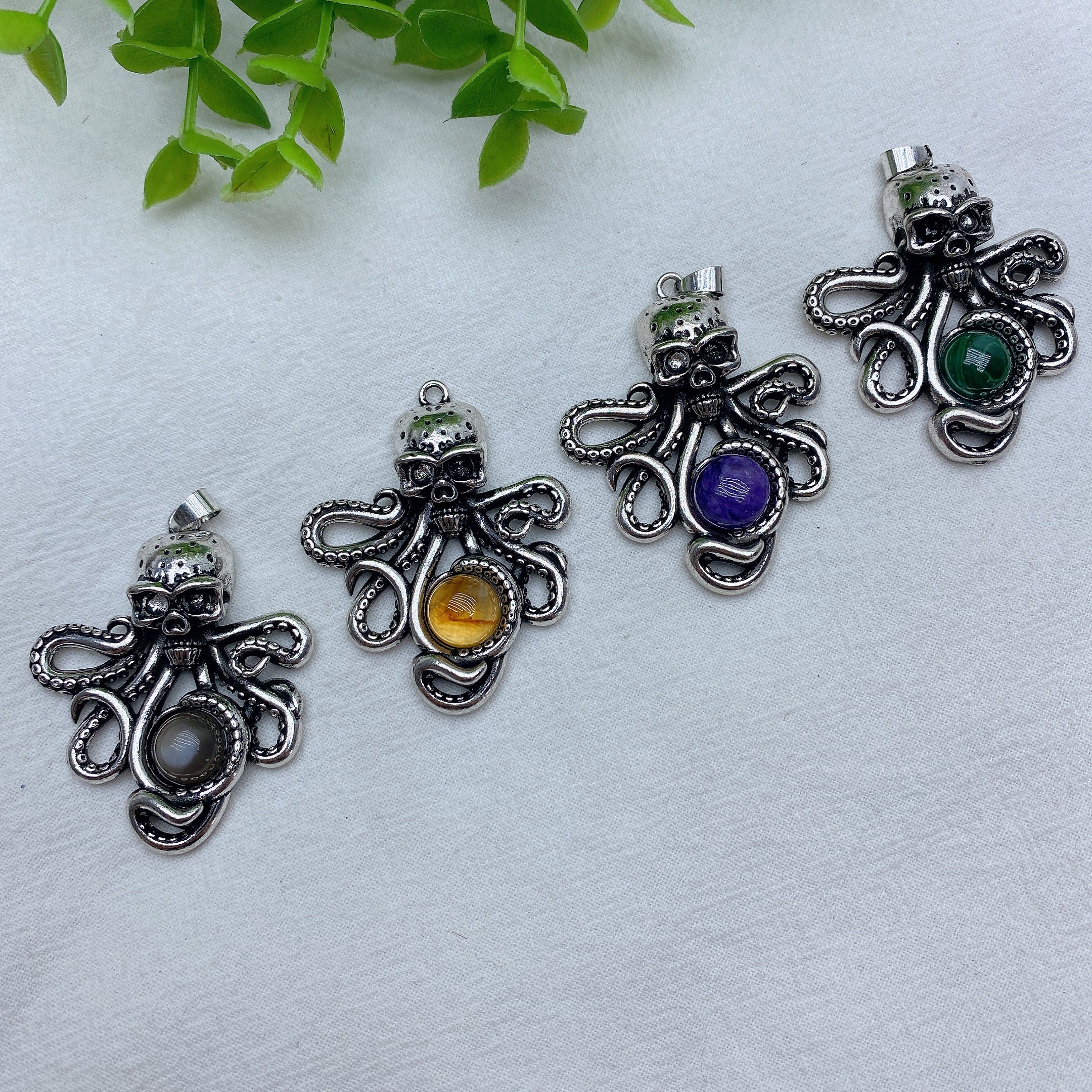 1.85in Mixed Crystal Octopus Pendant for Spiritual Healing