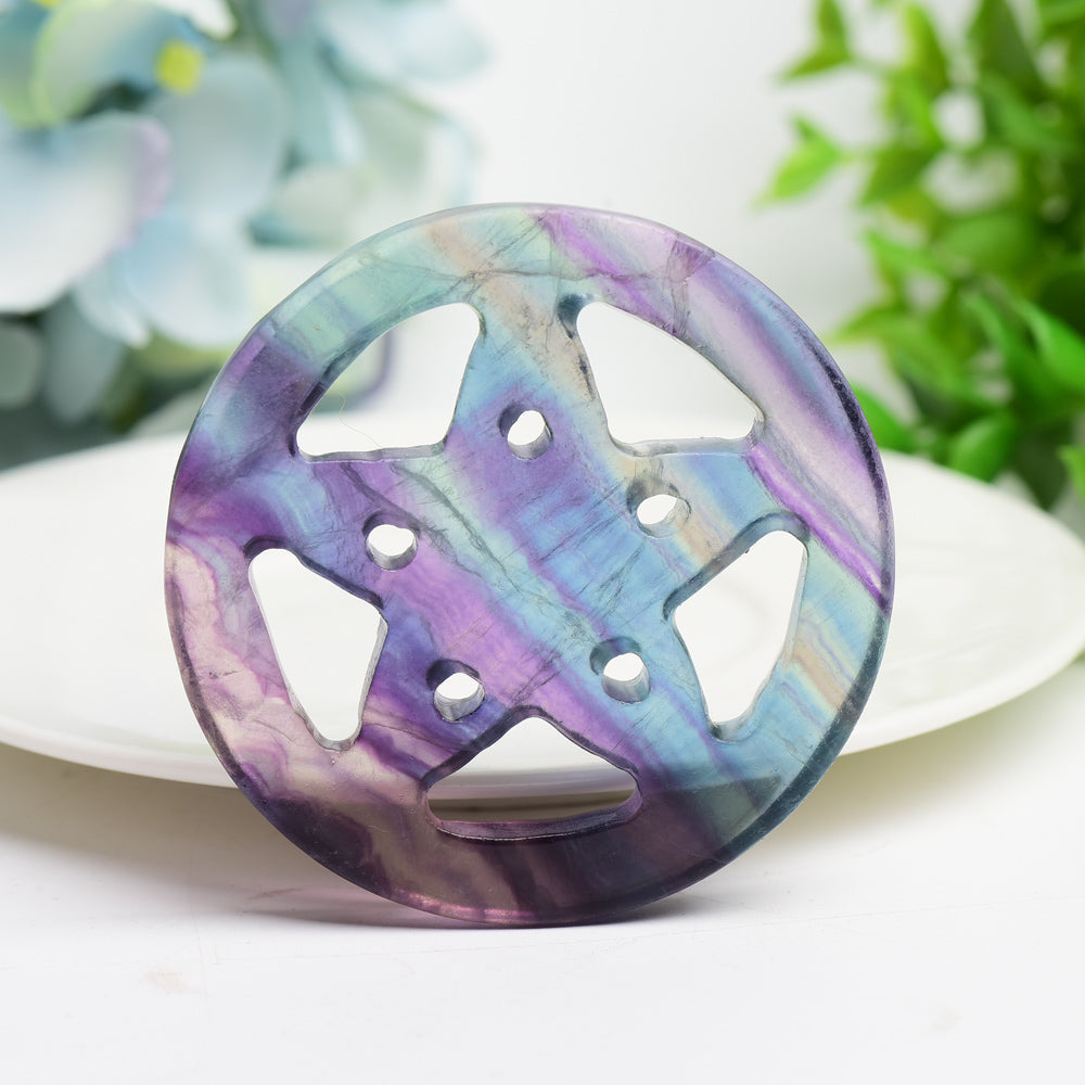 1.9-2.5 Inch Mixed Crystal Star Plate Pentagram for Healing