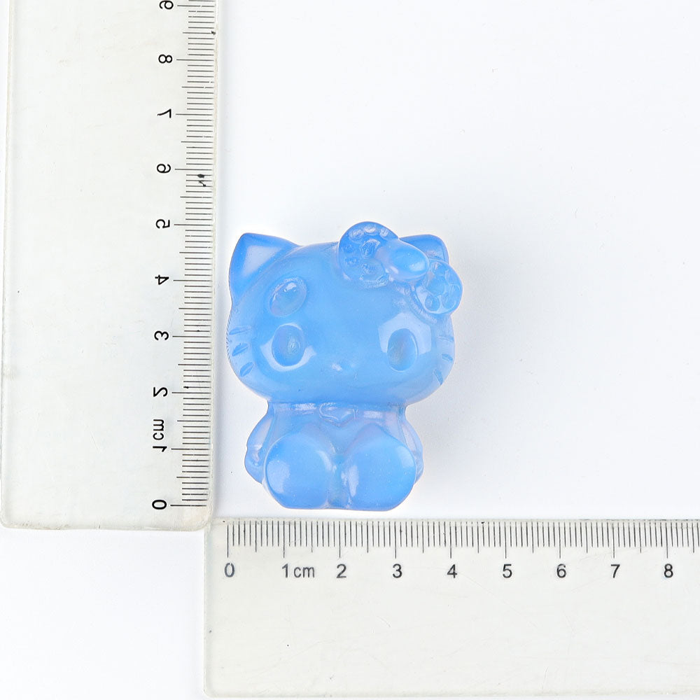 1.9" Blue Opalite Crystal Cat Carving for Healing Energy