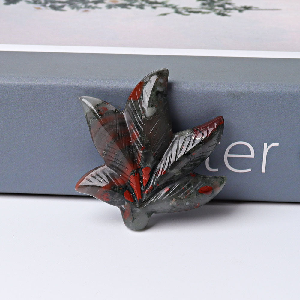 1.9" Crystal Leaf Figurine in Kambaba Jasper - Healing Carving