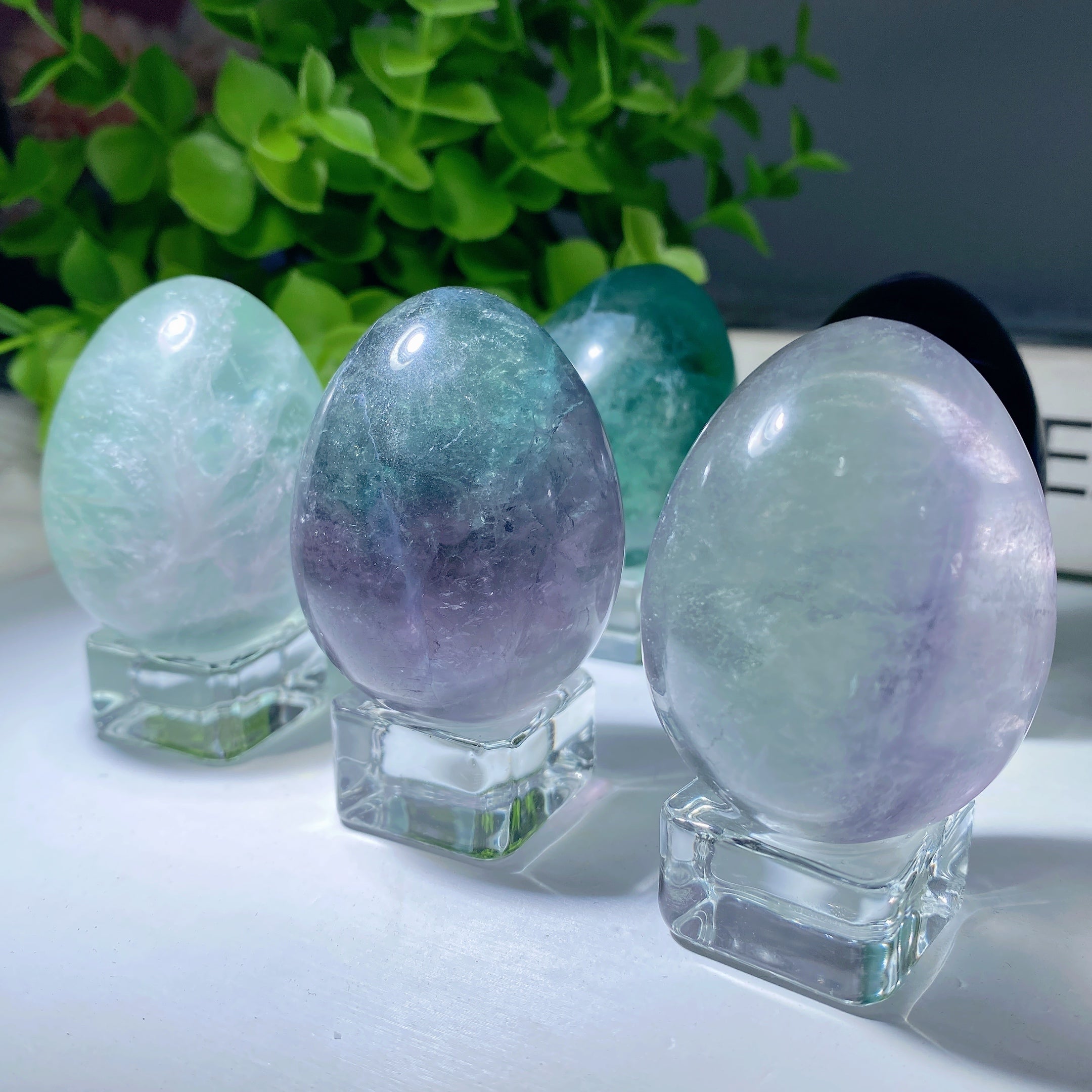 1.9 inch Fluorite Crystal Egg Carving for Spiritual Healing