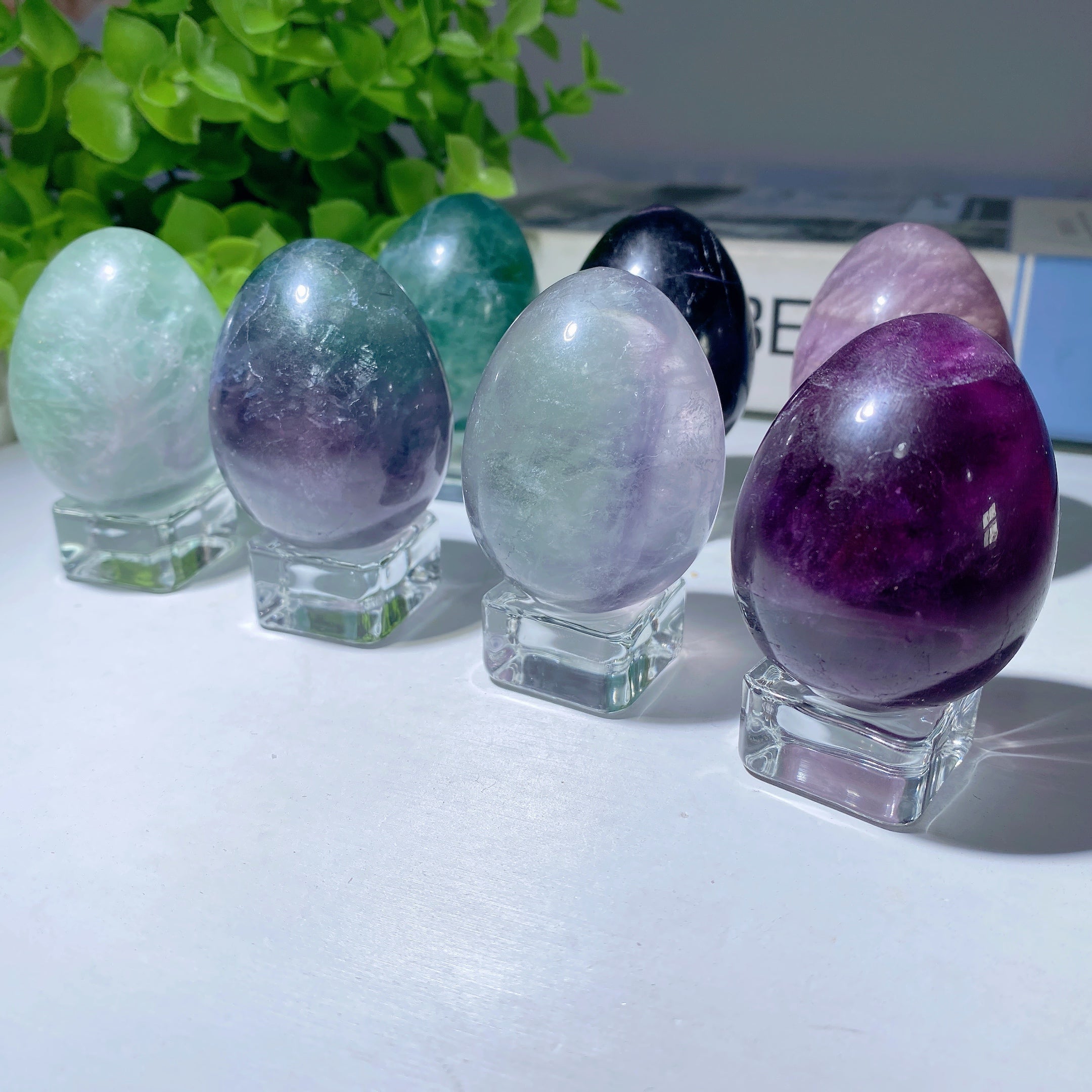 1.9 inch Fluorite Crystal Egg Carving for Spiritual Healing