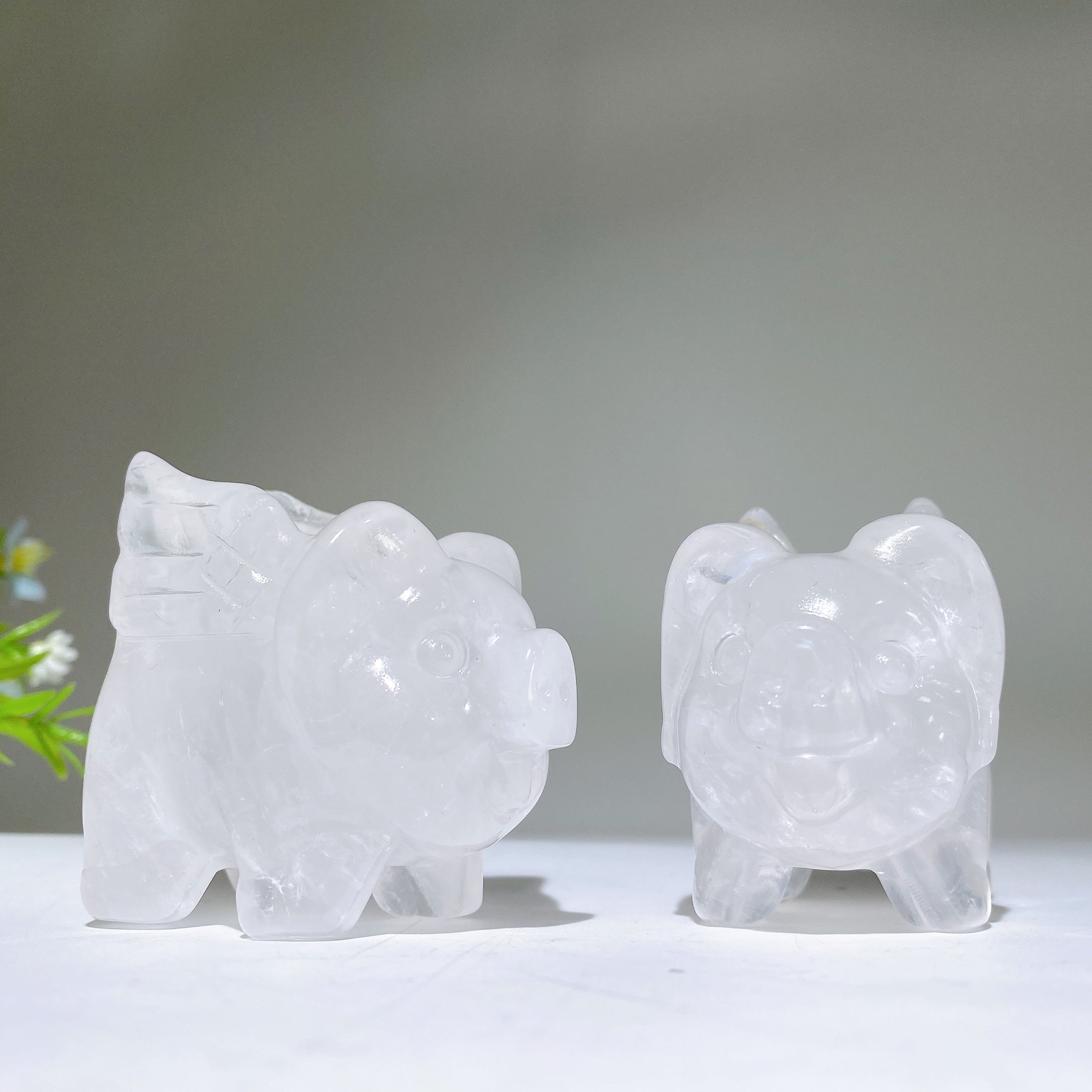 1.9 inch Labradorite Dream Amethyst Pig Crystal Figurine