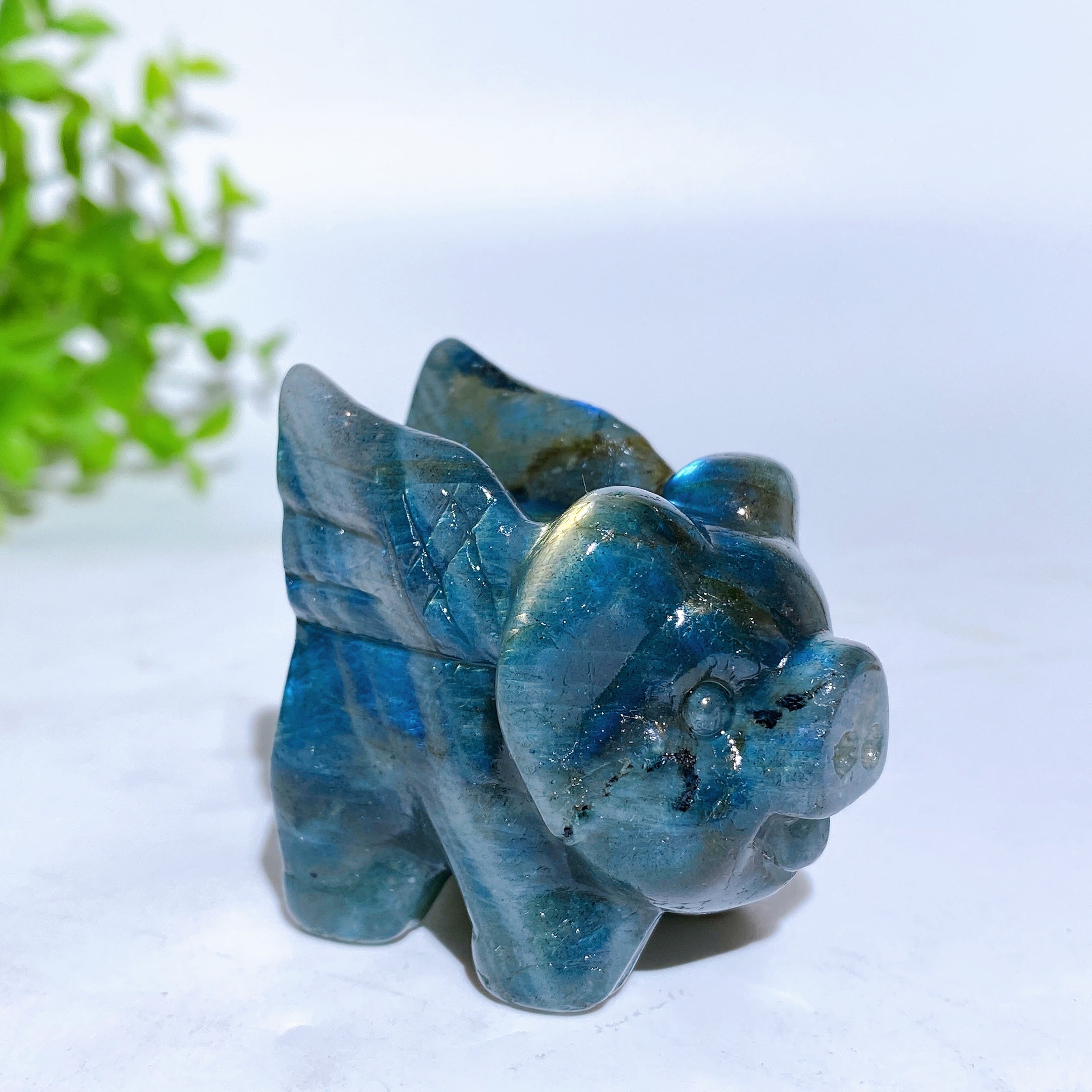 1.9 inch Labradorite Dream Amethyst Pig Crystal Figurine