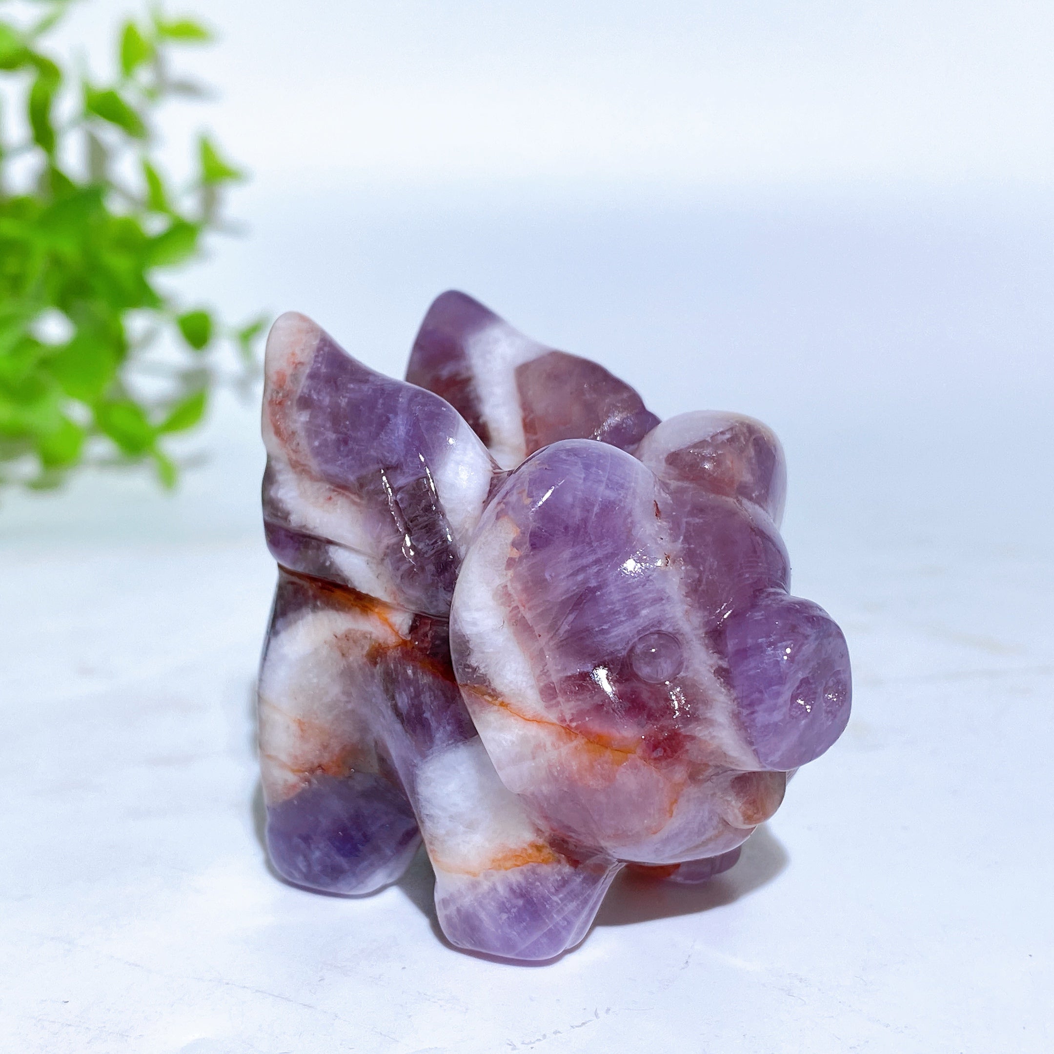 1.9 inch Labradorite Dream Amethyst Pig Crystal Figurine