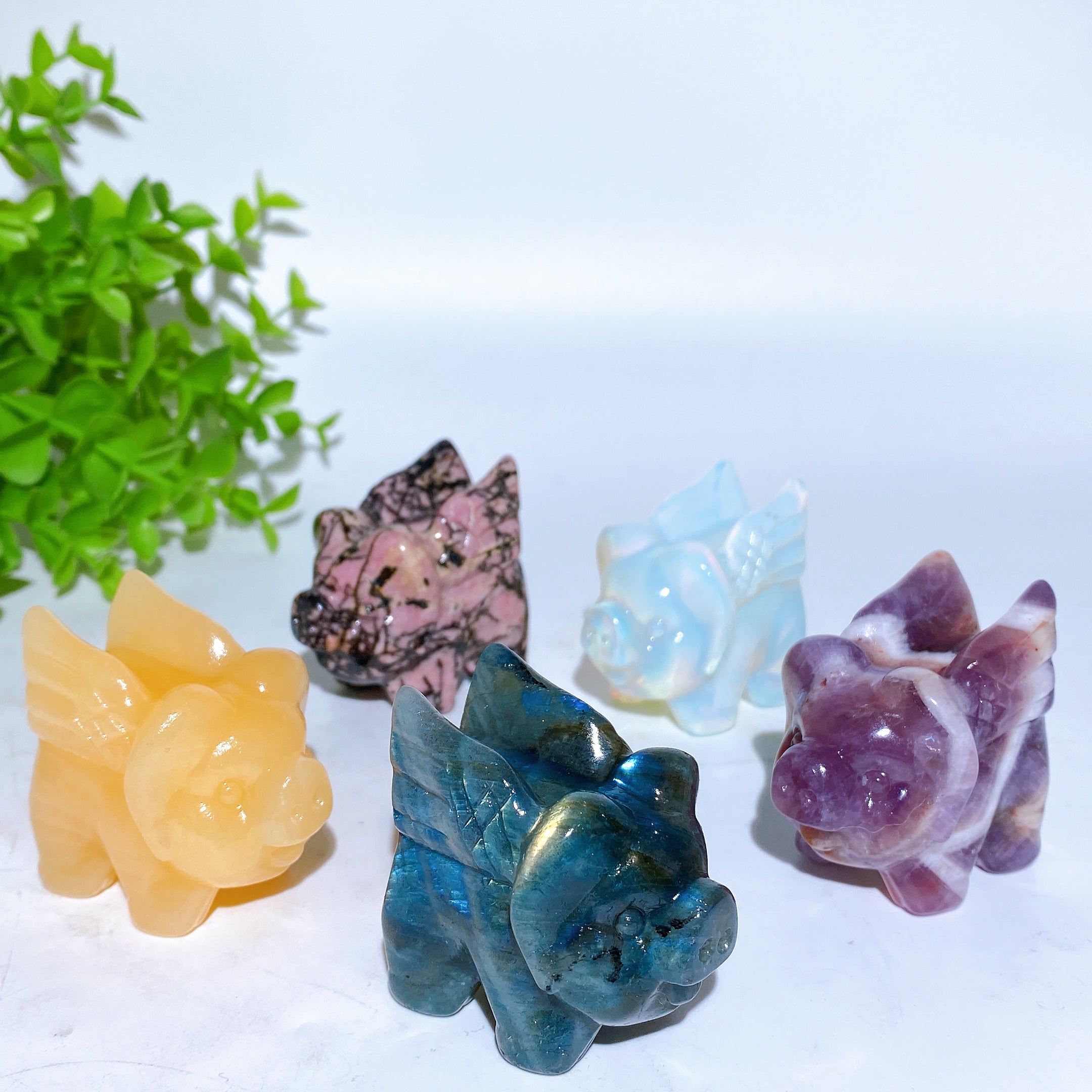 1.9 inch Labradorite Dream Amethyst Pig Crystal Figurine